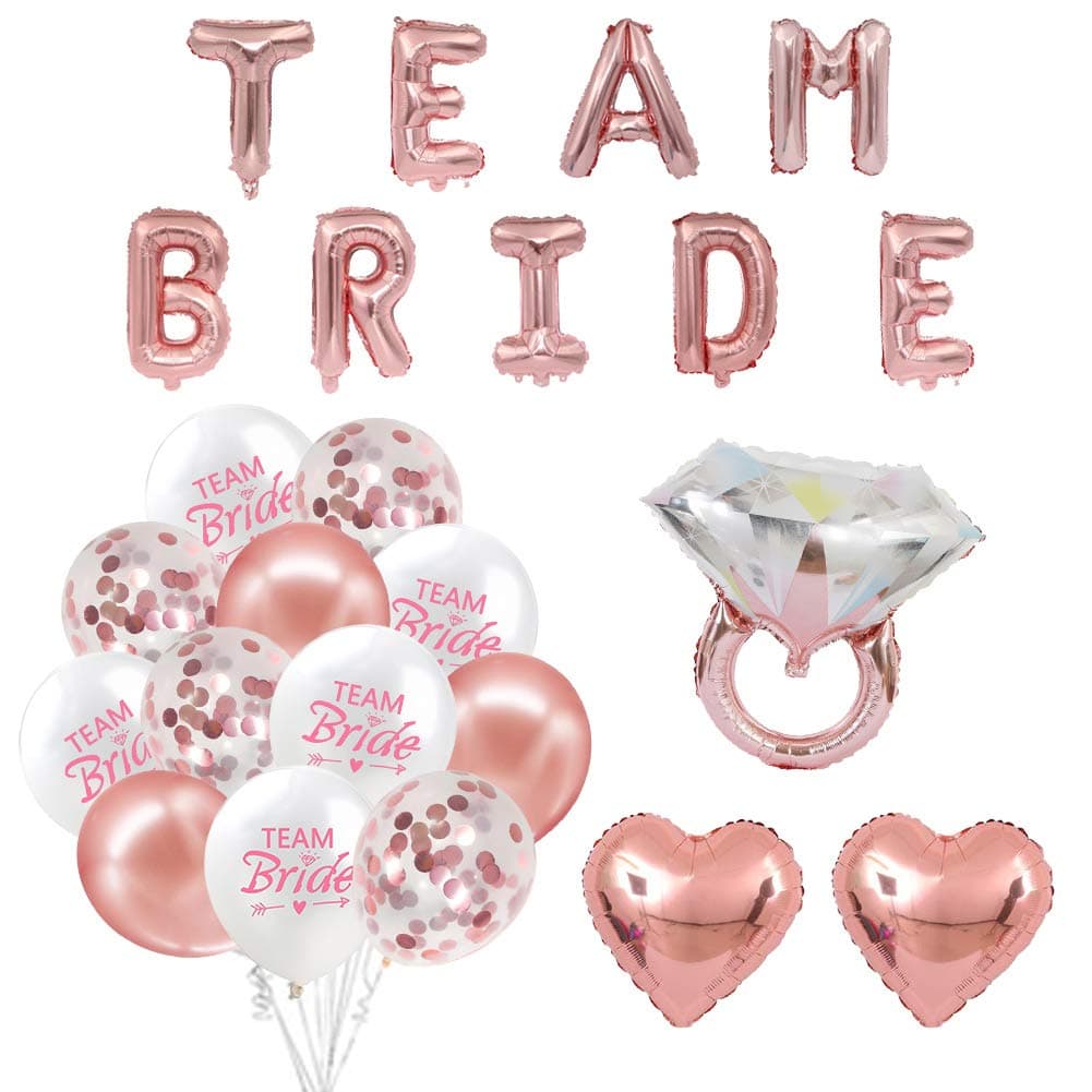 ETLEE Rose Gold Bridal Shower Party Decoration-16" Team Bride Banner with Confetti Balloons & Foil Balloon for Bride to Be Party Supplies