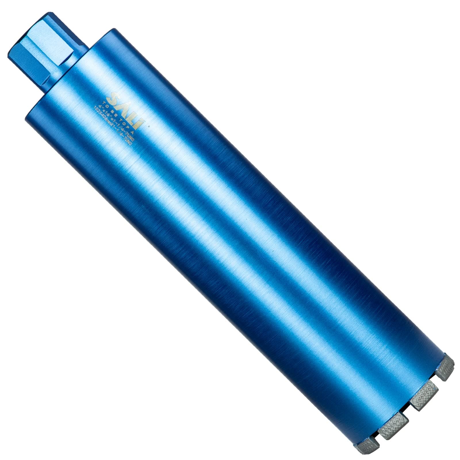 SALI Wet Diamond Core Drill Bits 4"/102mm Diameter, 15"/380mm Drilling Depth Concrete Core Drill Bit, 1-1/4-7" Thread Core Bit Turbo Laser-Welded Segments with Rebar, Brick, Block, Masonry, Stone