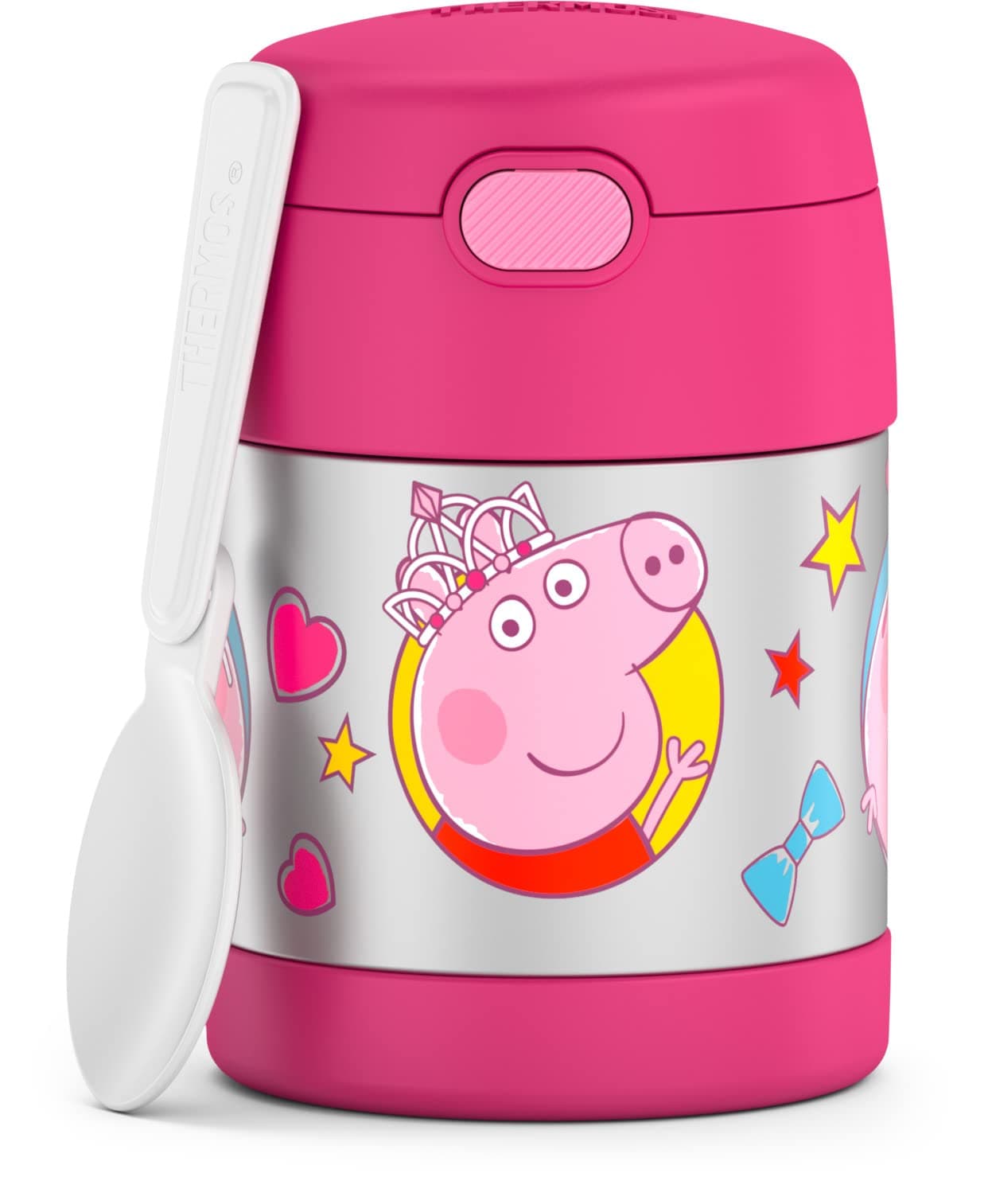 FUNTAINER Insulated Food Jar, 10 Ounce, Kid Friendly Food Jar with Foldable Spoon, Peppa Pig