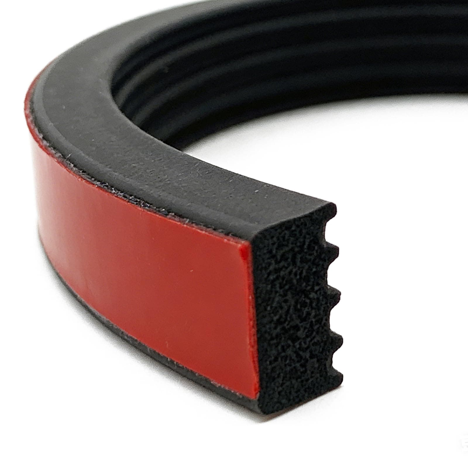 Ribbed Foam Rubber Weather Stripping with Tape 32.8Feet, Self-Adhesive EPDM Rubber Seal Strip for RV, Boat, Auto, Truck, Marine, Garage Doors/Window and Home Application, Black
