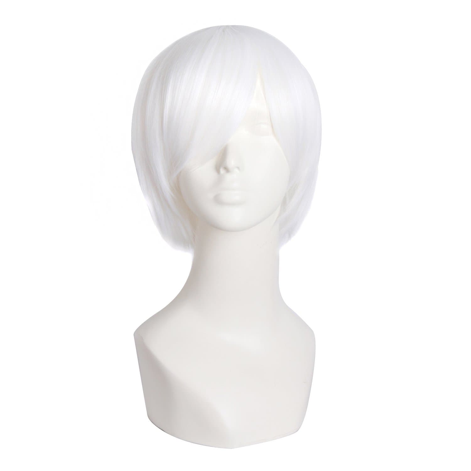 MapofBeauty Cosplay Costume Men's Short Straight Wig (White)