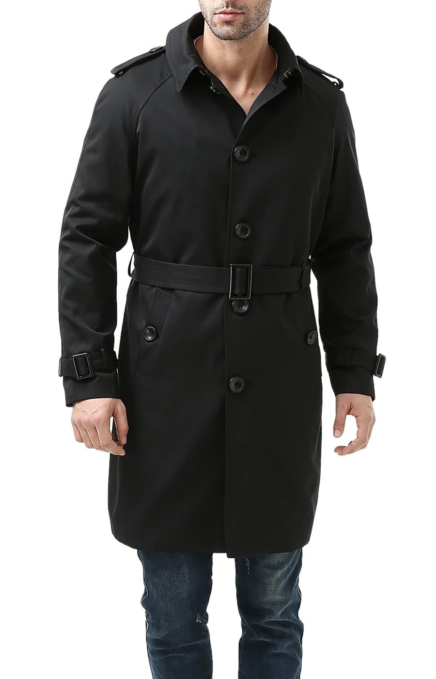 BGSD Men's Waterproof Classic Single Breasted Trench Coat for Men with Removable Liner