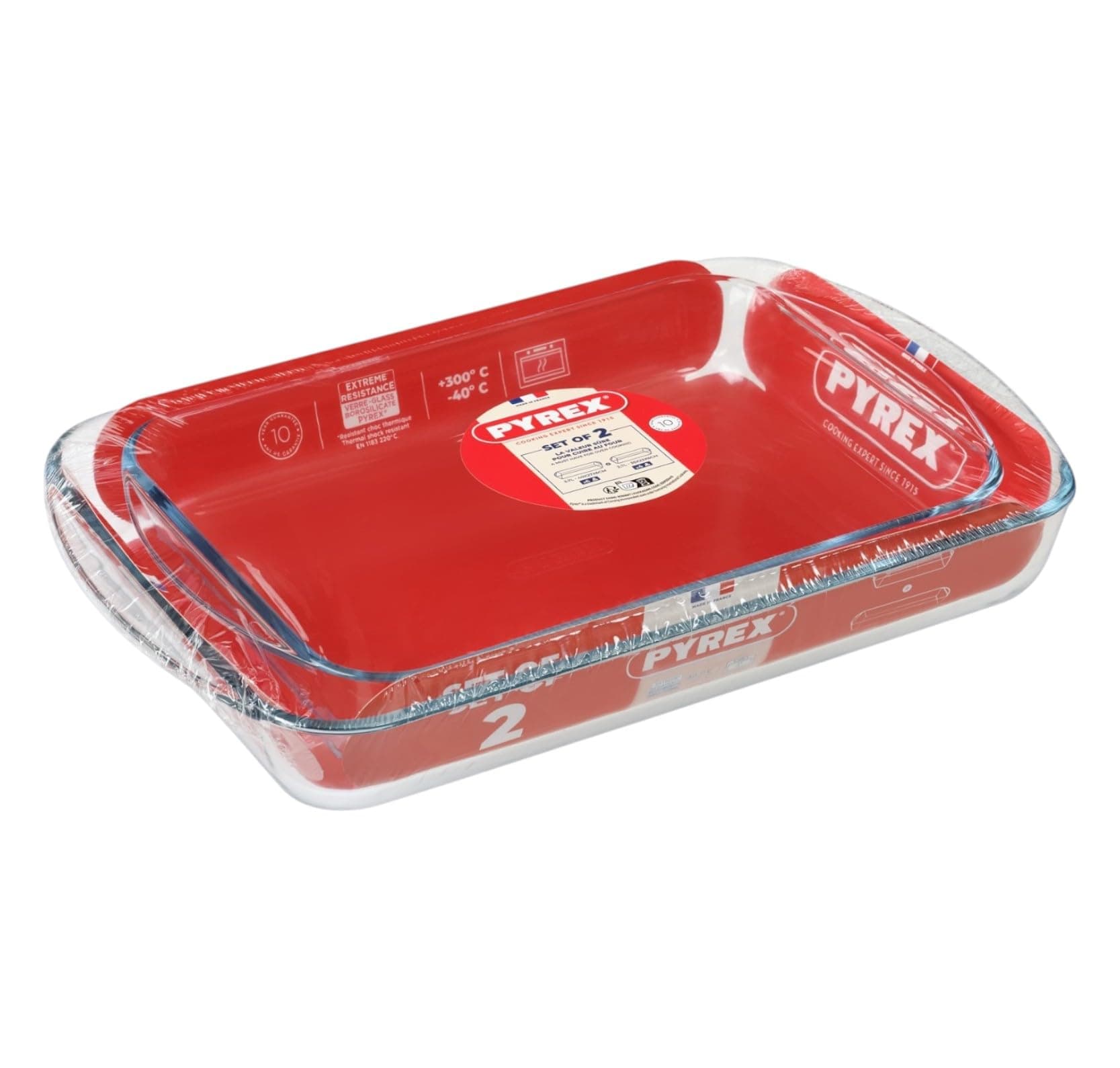 Pyrex Classic 2 Piece Rectangular Glass Baking Roasting Bake Roaster Dish Set