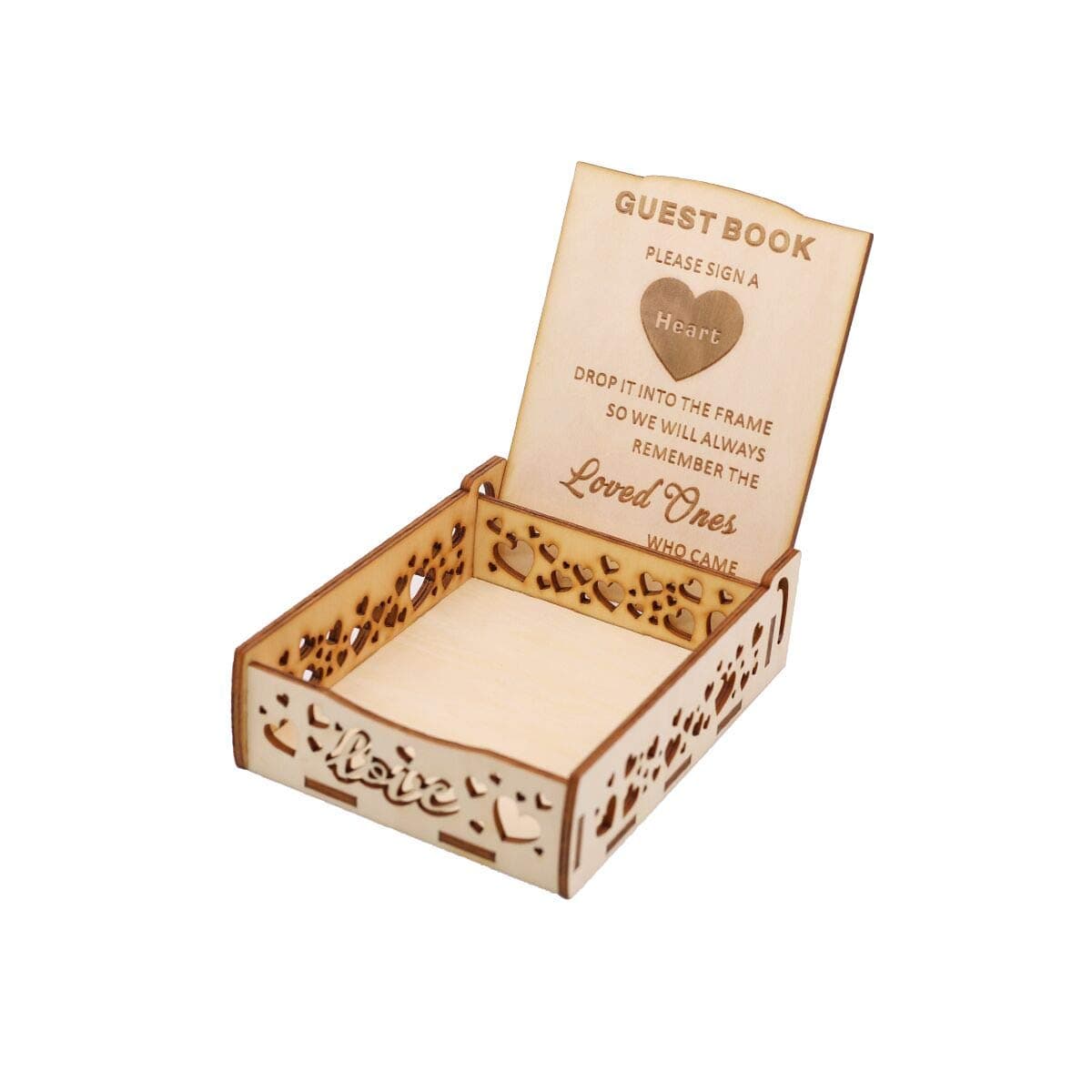 Creawoo Heart Holder Box for Guest Book - Wooden Guestbook Sign Box for Drop Box Wedding Guest Book
