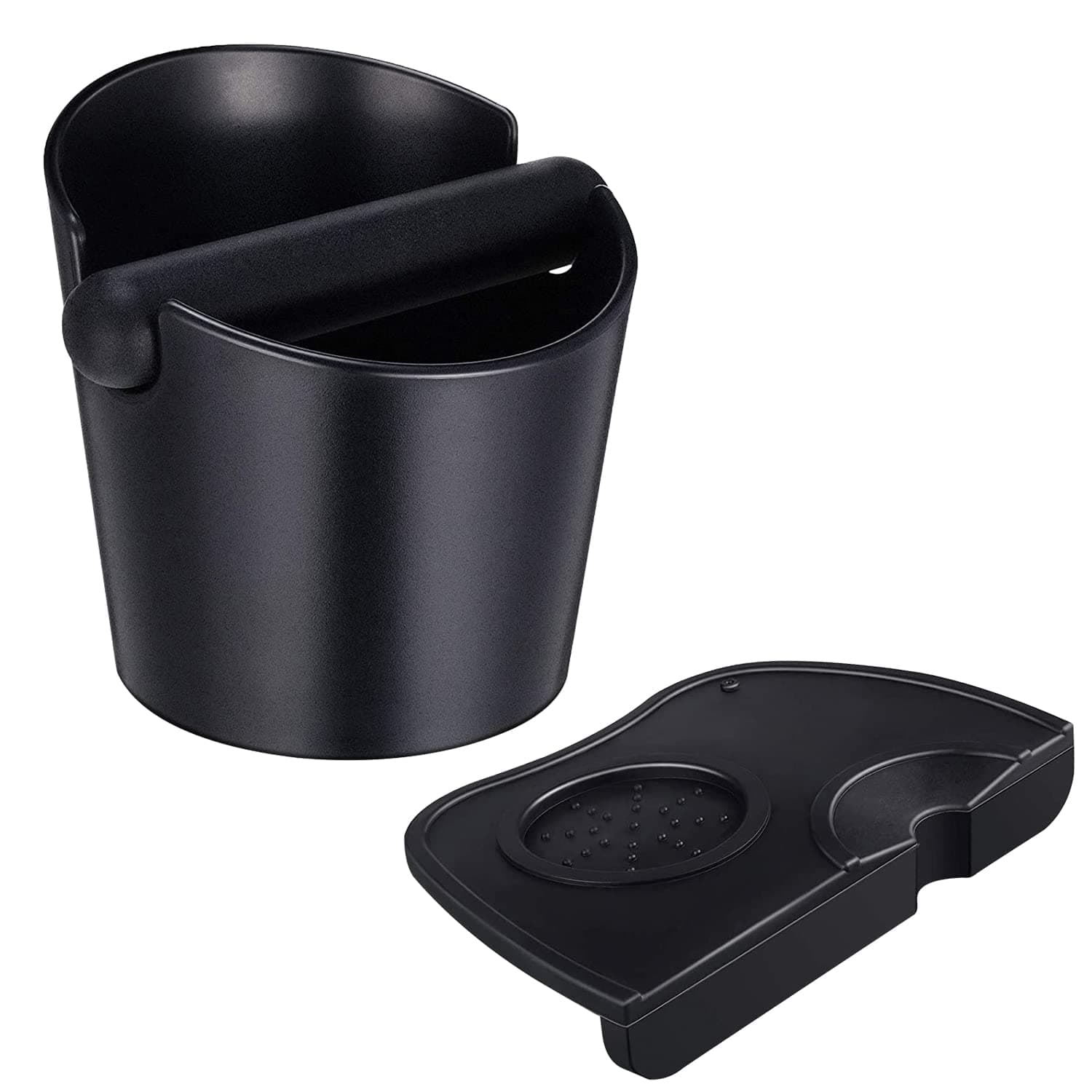 Coffee Knock Box,Set of 2 Pieces Espresso Knock Box Coffee Tamper Mat Reliable Barista Tools,Espresso Dumpster with Removable Knock Lever and Non-Slip Base,for Barista Bar Shop Worktop