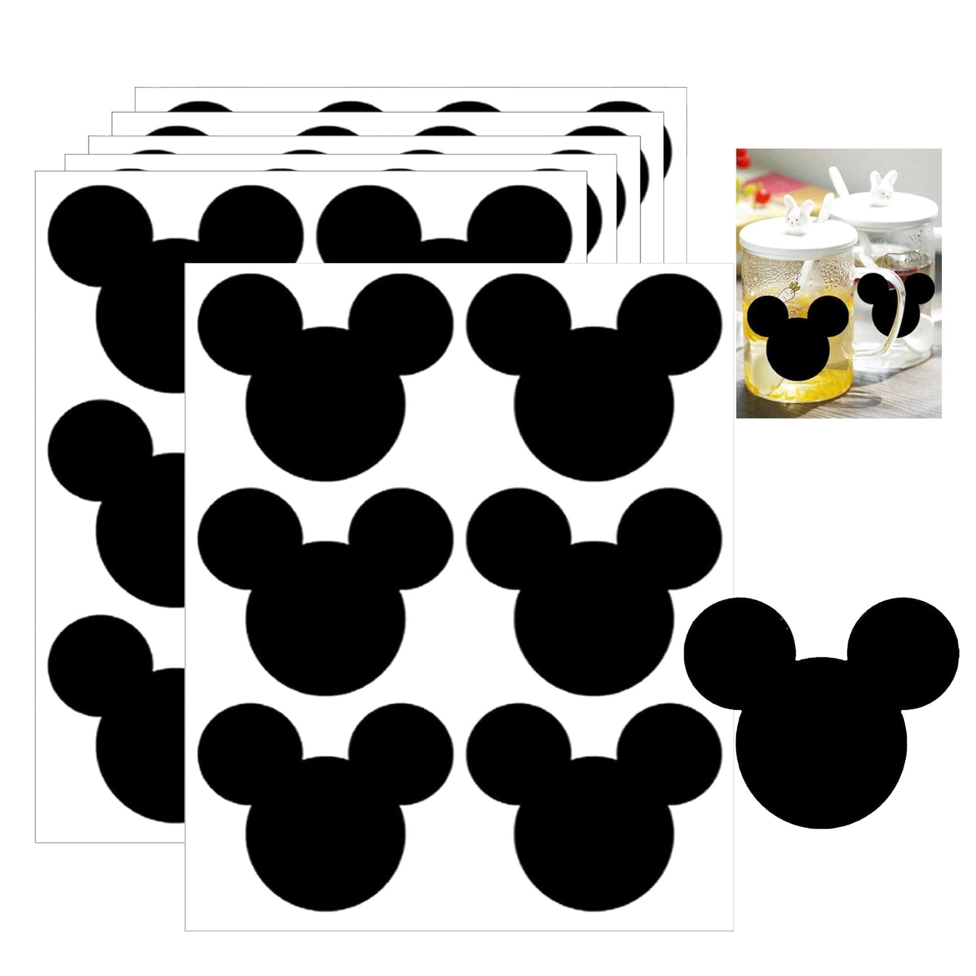 Mouse Vinyl Chalk Chalkboard Stickers Mouse Head Stickers 2.97 x 2.5 Inch PVC Sticker Mouse Heads Sticker 90 Pack Heads Stickerss for Mouses Themed Birthday Party