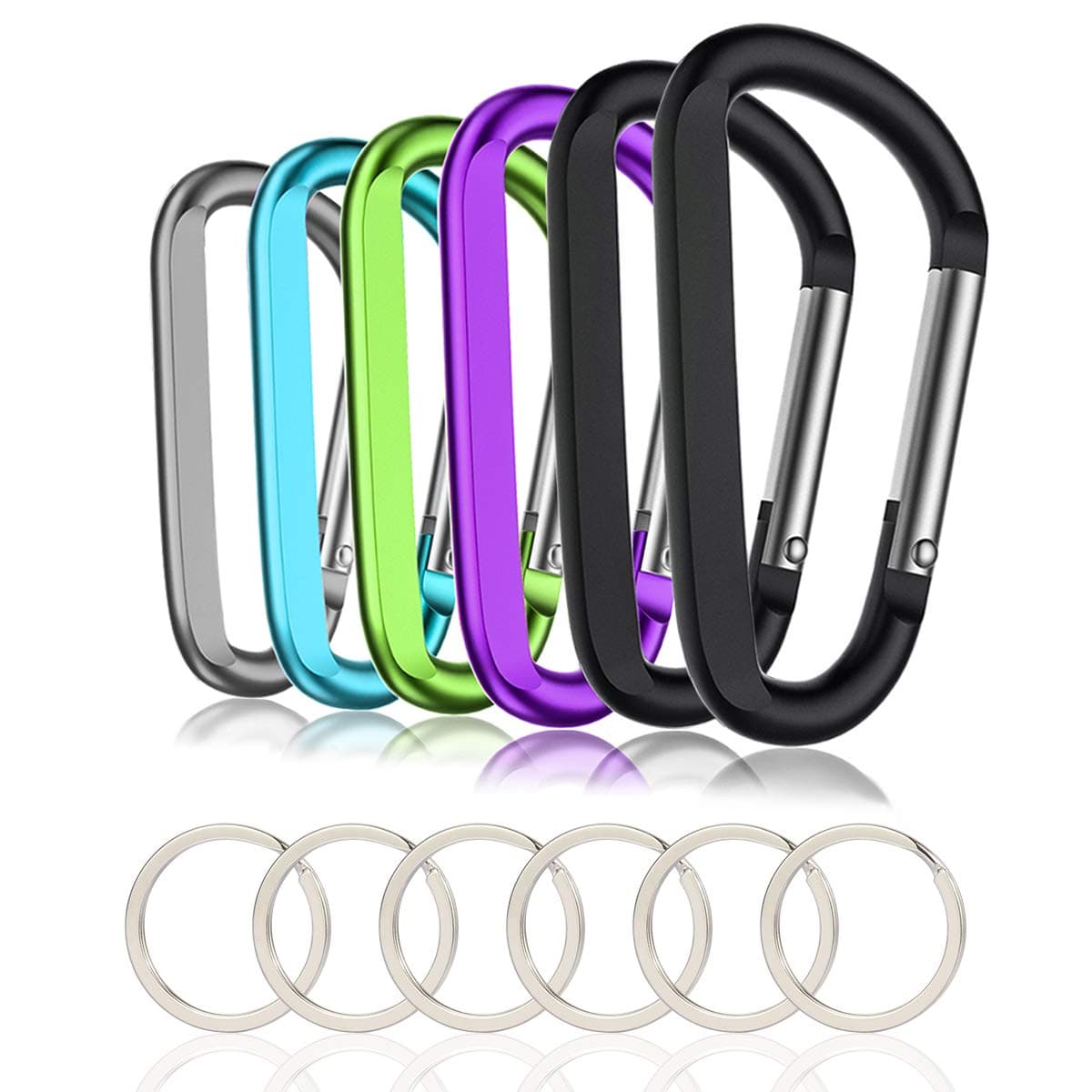CampTek Carabiner Caribeaner Clip,3" Large Aluminum D Ring Shape Carabeaner with Keyring Keychain Hook