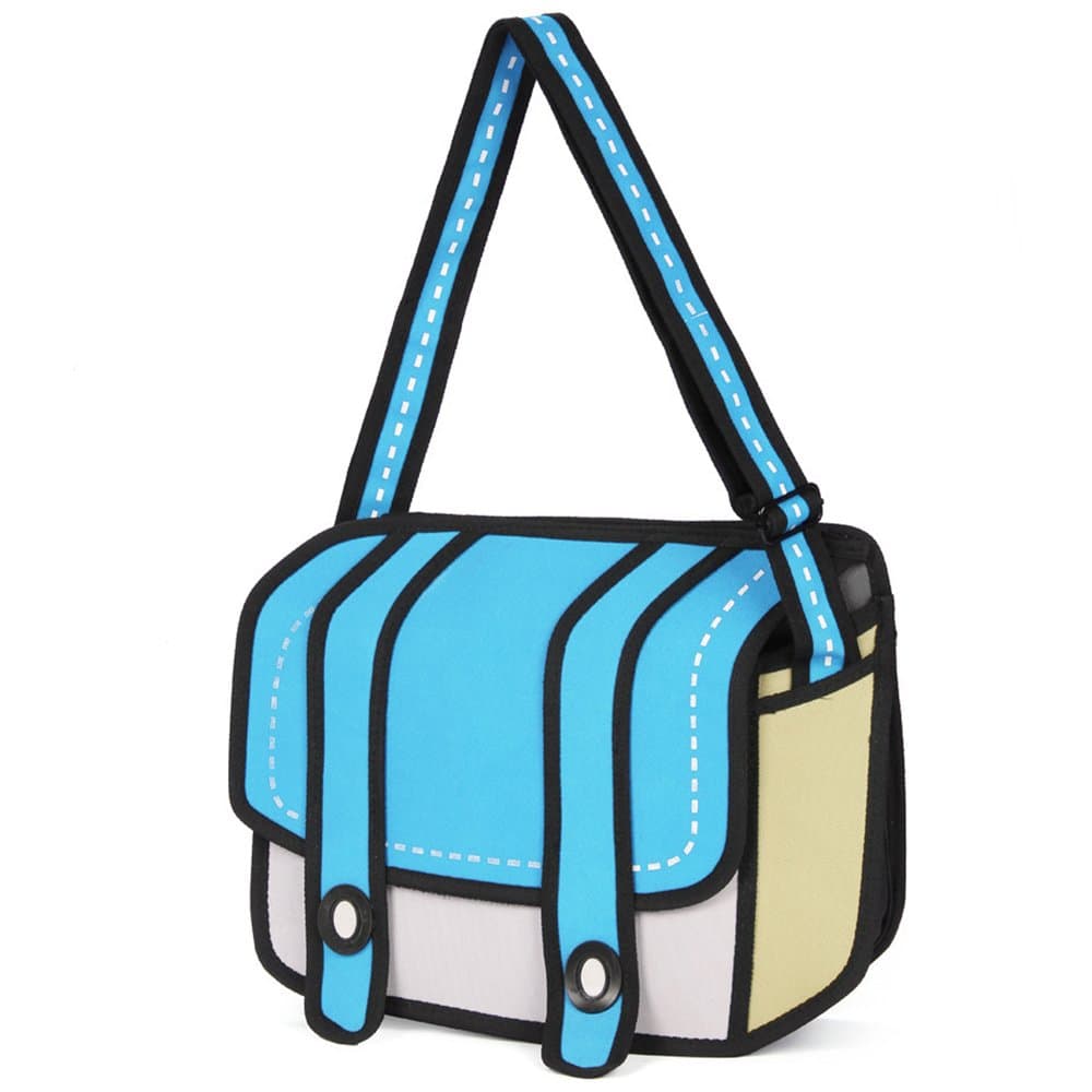 Lifebe BG Fashion 3D Jump Style 2D Drawing From Cartoon Paper Bag Comic Messenger Bag (Blue)