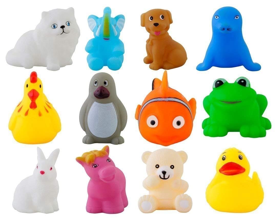 Cable World® Baby Bath Toy Set of 12 Pcs Chu Chu Colorful Animal Shape Toy (Multicolor) (Multi Design)