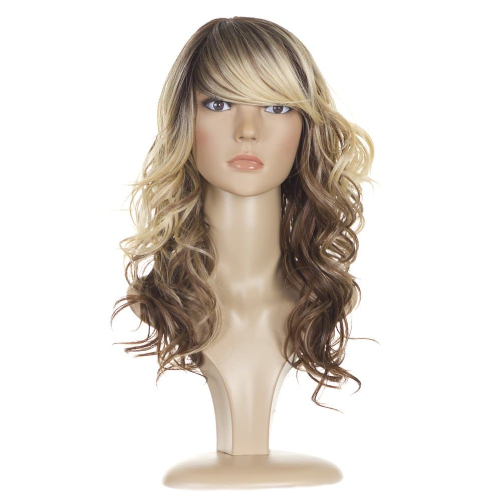 Magic Wig World two tone BlondeBrown Ombre Curly Wave Sprial Afro Fashion Wig
