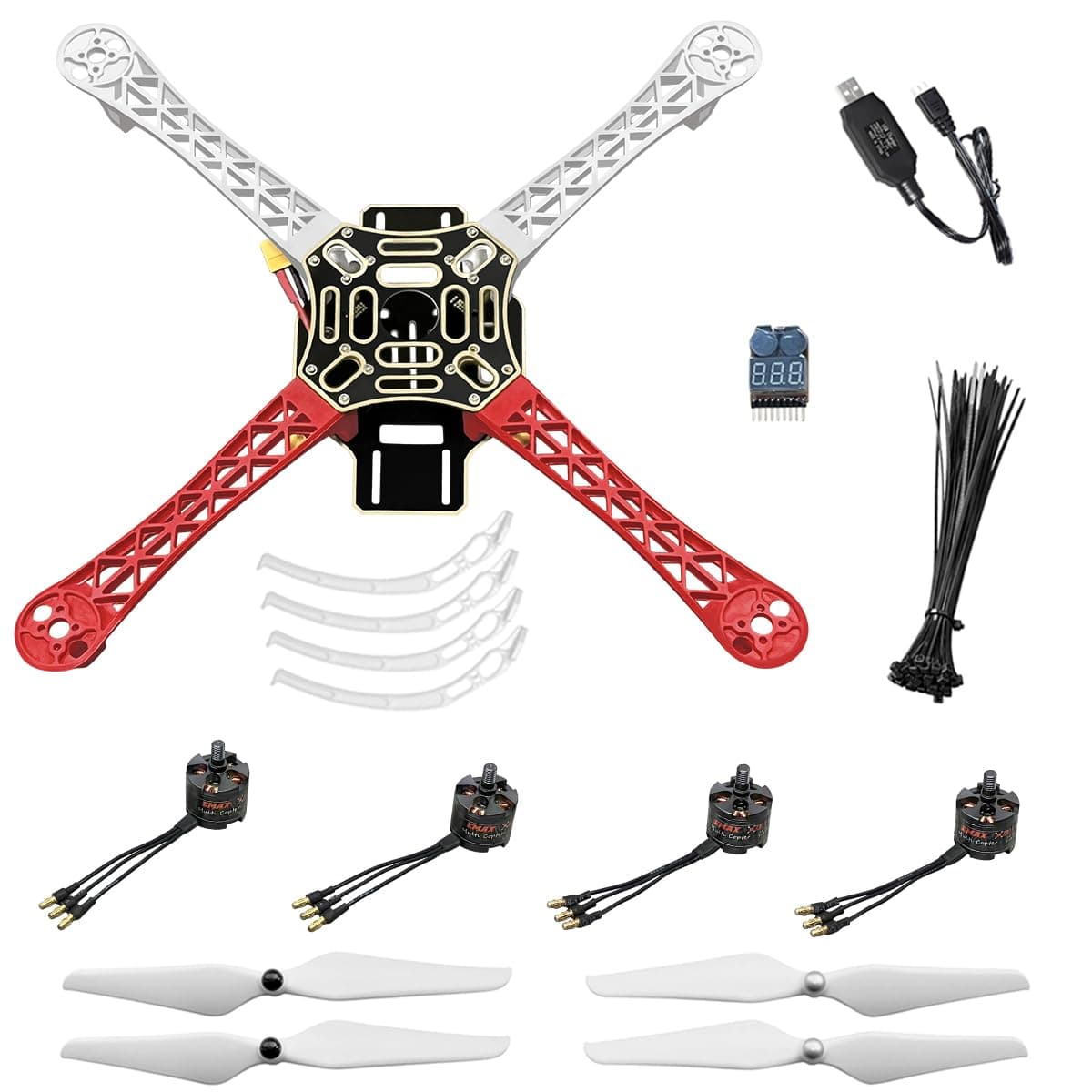 HAWK’S WORK F450 Drone Kit to build, DIY Quadcopter Set, Frame + Brushless Motor + Prop + Accessory + Guild Book & Video (E)