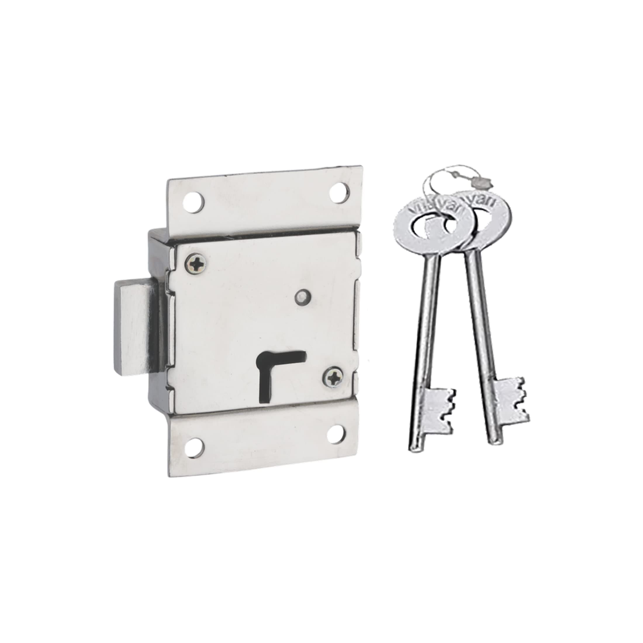 Rawk Stainless Steel Multipurpose Universal Furniture Drawer Cupboard Cabinet Lock with 2 Keys (Silver -Pack of 1)