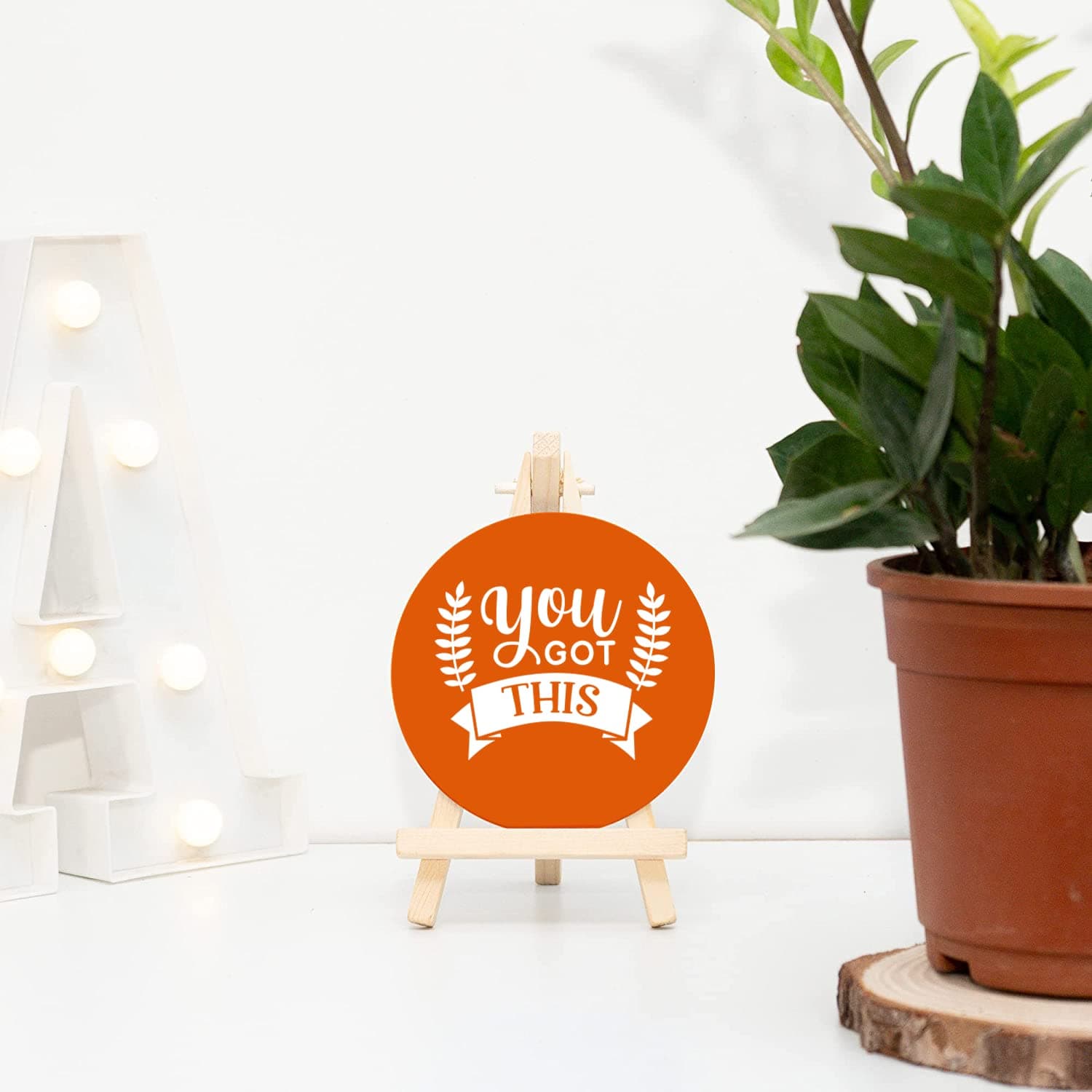 Wooden Easel Stand with Motivational Quote You Got This for Office/Desk Decor/Home Decoration/Table Decor