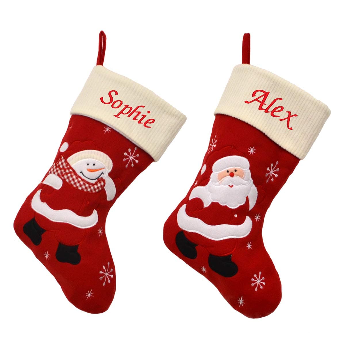 D3 Personalised Embroidered Xmas Stocking Luxury Ivory Sack Santa Deluxe Christmas (Santa)