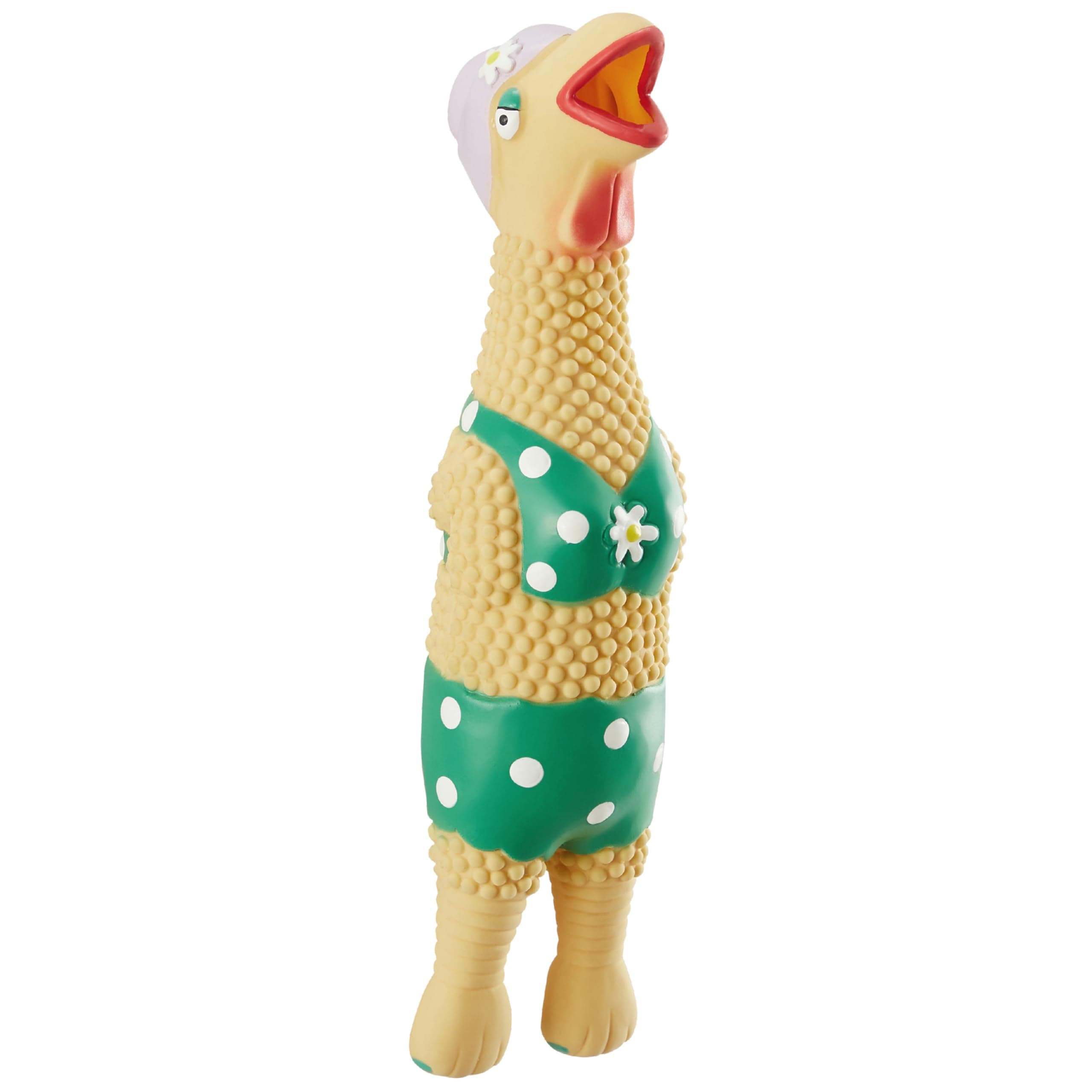Charming Pet Squawkers Grandma Hippie Chick Latex Rubber Chicken Interactive Dog Toy, Large
