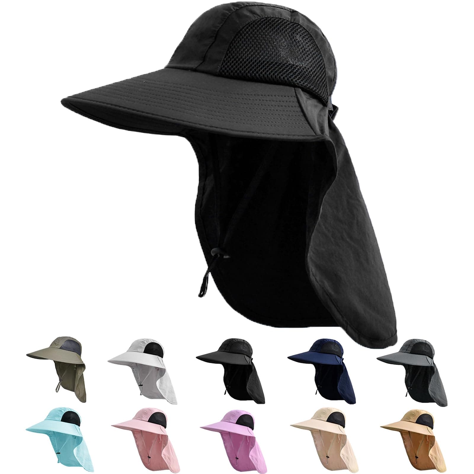 Sun Hat for Men Women with Neck Flap,UPF 50+ UV Protective Hiking Fishing Hats,Wide Brim Sun Hat for Women&Men