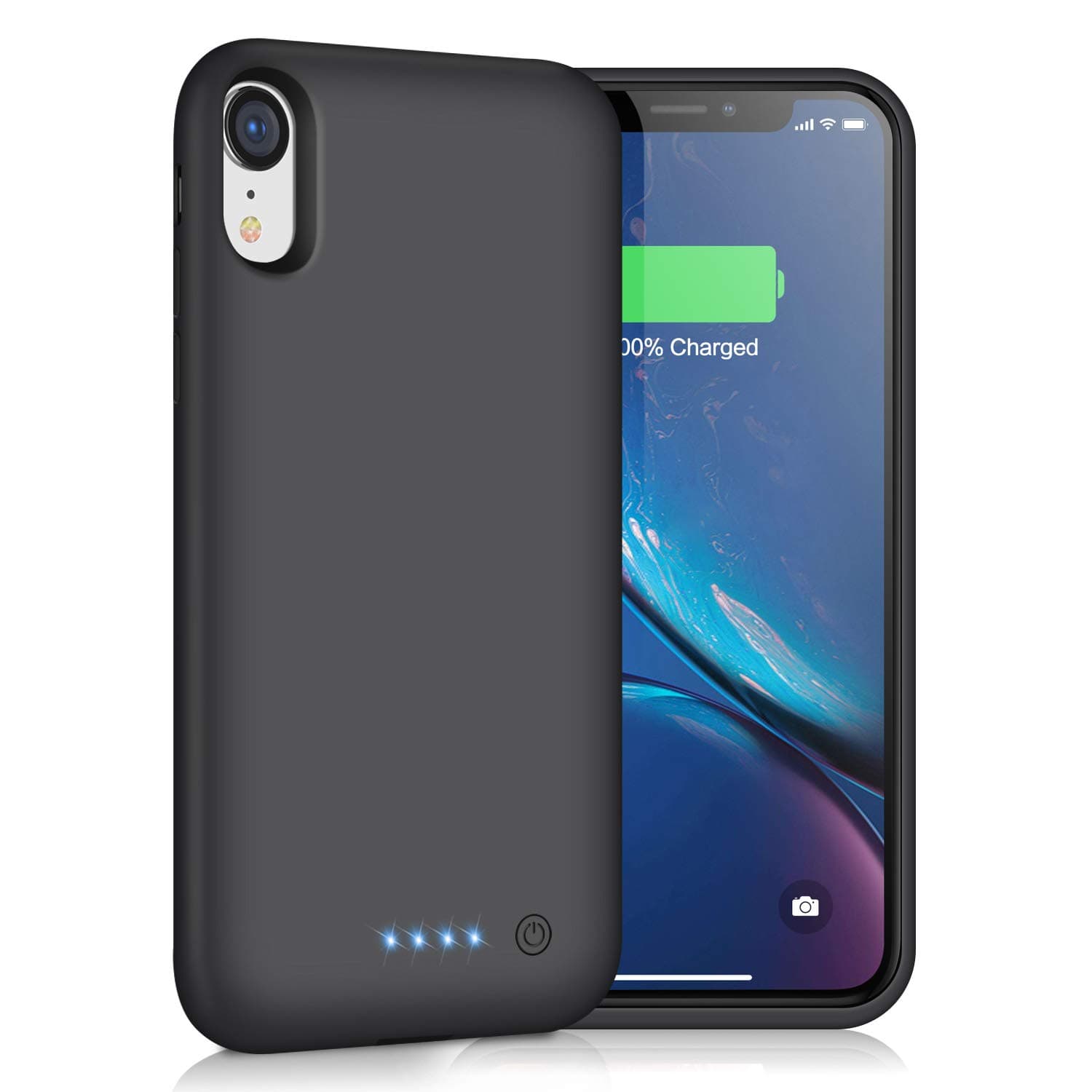 Battery Case for iPhone XR, 6800mAh Portable Charging Case for iPhone XR Rechargeable Backup External Battery Pack Extended Battery Protective Charger Case(6.1inch)-Black