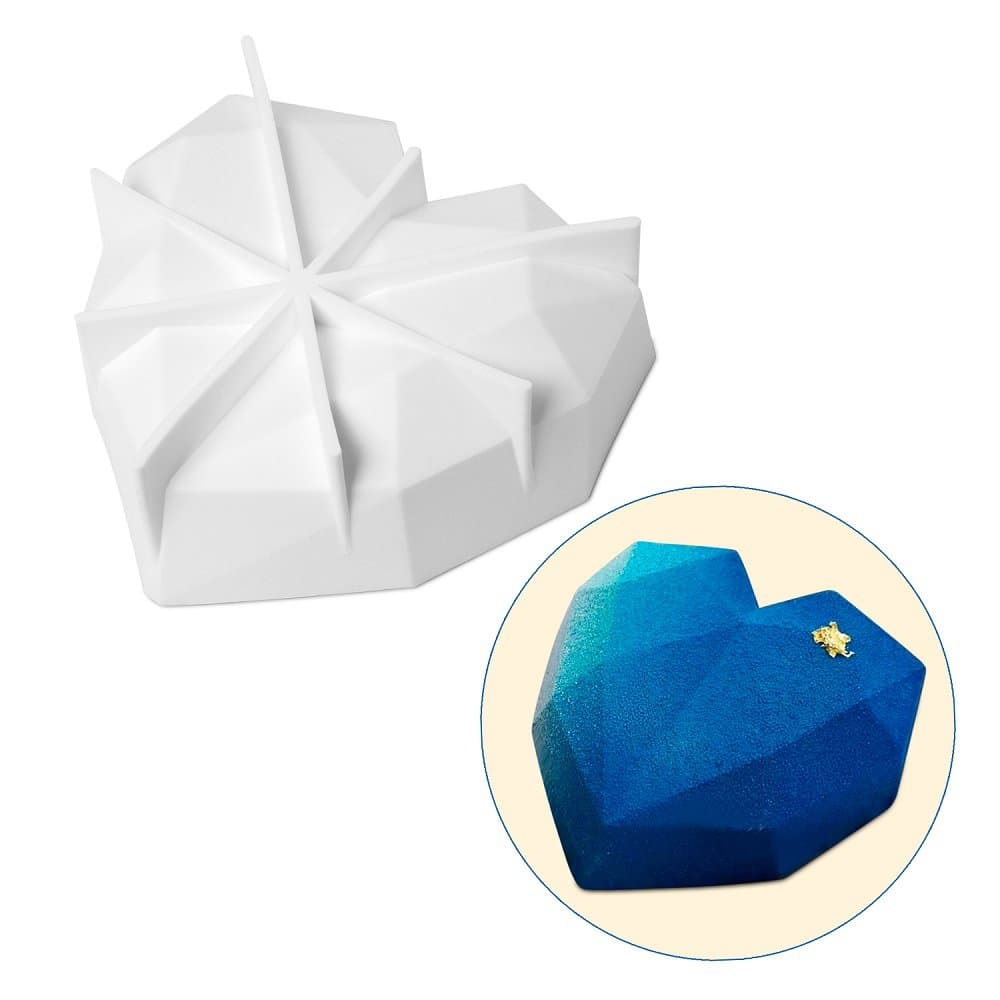 OrangeTag Heart Diamond Chocolate Cake Silicone Dessert Mould Mousses Cheesecake DIY 3D Pan Baking Cupcake Mold