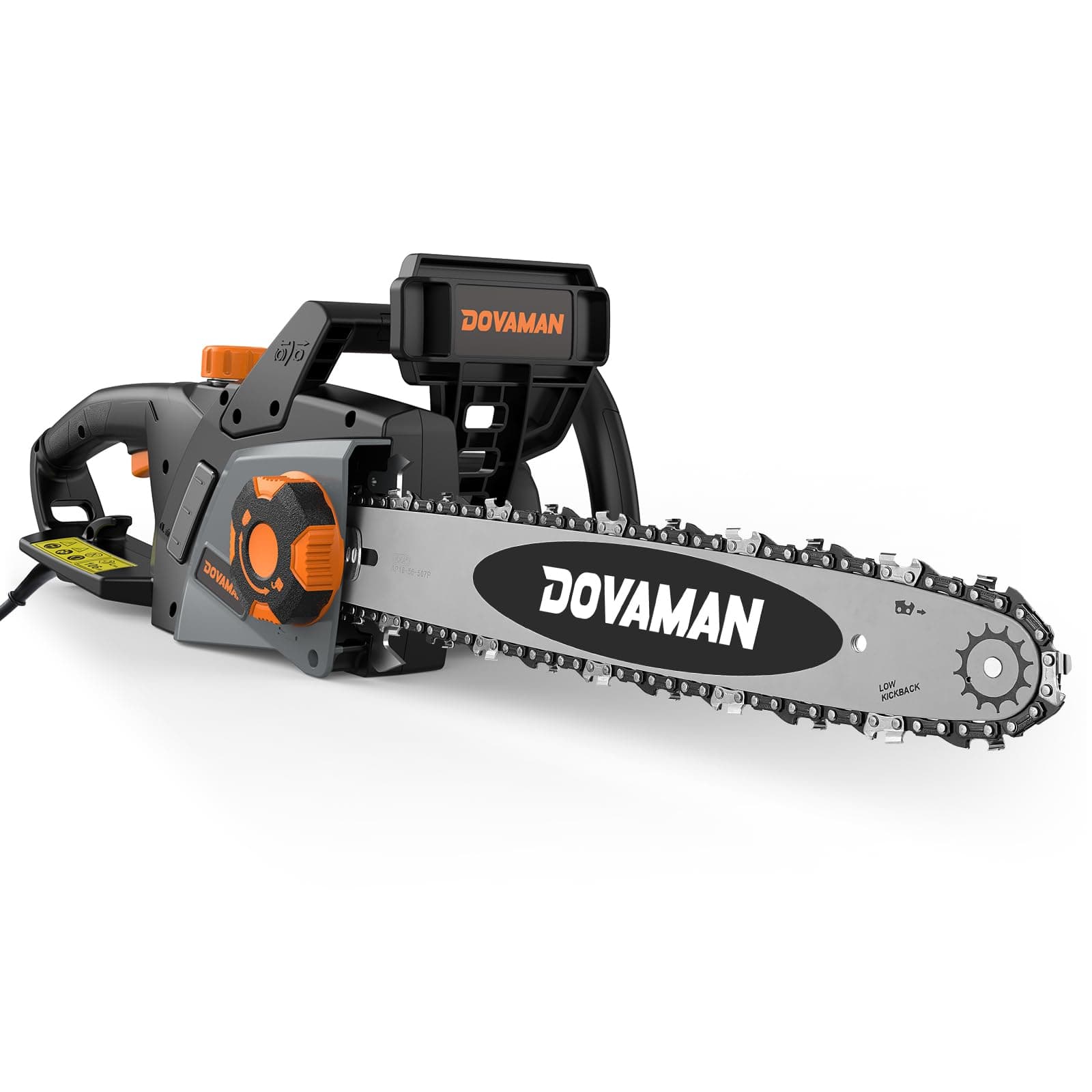DOVAMAN 2400W Electric Chainsaw, One-Step Tool-Free Tensioning, 16 Inch Oregon Bar and Chain, 15m/s Speed, 6m Power Cable, Auto Lubrication, Powerful Chainsaw with Two Chains - DCS01A