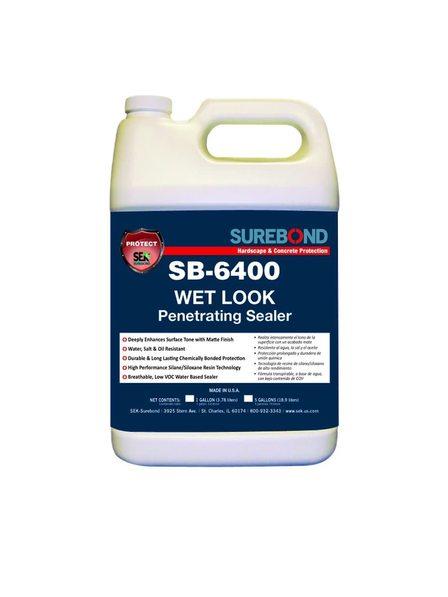 SEK Surebond SB-6400 G Wet Look Penetrating Sealer, Water-Based Silane/Siloxane Blend Silicone, Darkening