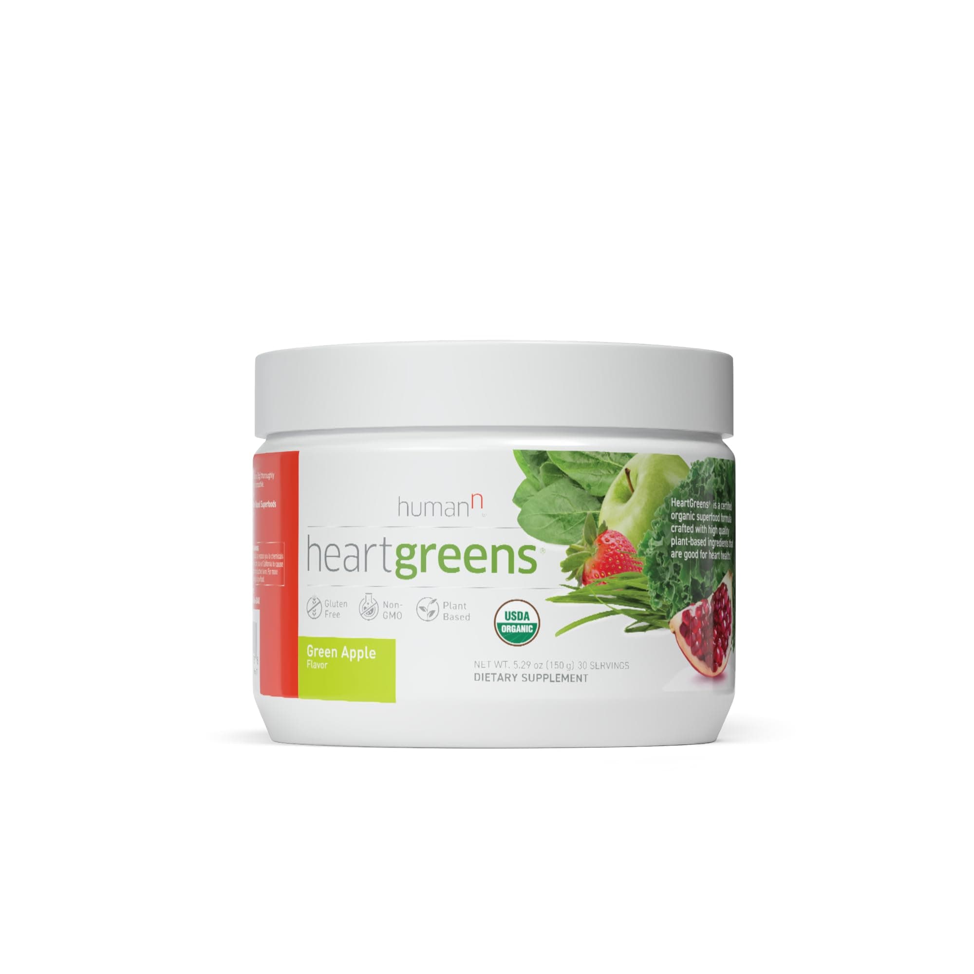 HeartGreens | Superfood Organic Powder with Wheatgrass, Kale, Spinach, and Spirulina, USDA Organic Non-GMO, from The Makers of SuperBeets (Green Apple Flavor, 5.29-Ounce