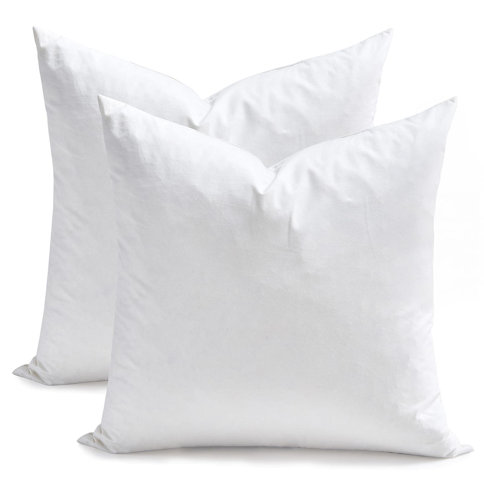- Feather Down Throw Pillow Inserts 18 x 18, Set of 2, 100% Organic Cotton Shell, Soft Decorative Square Pillows Insert for Living Room Sofa, Couch, or Bed (White)