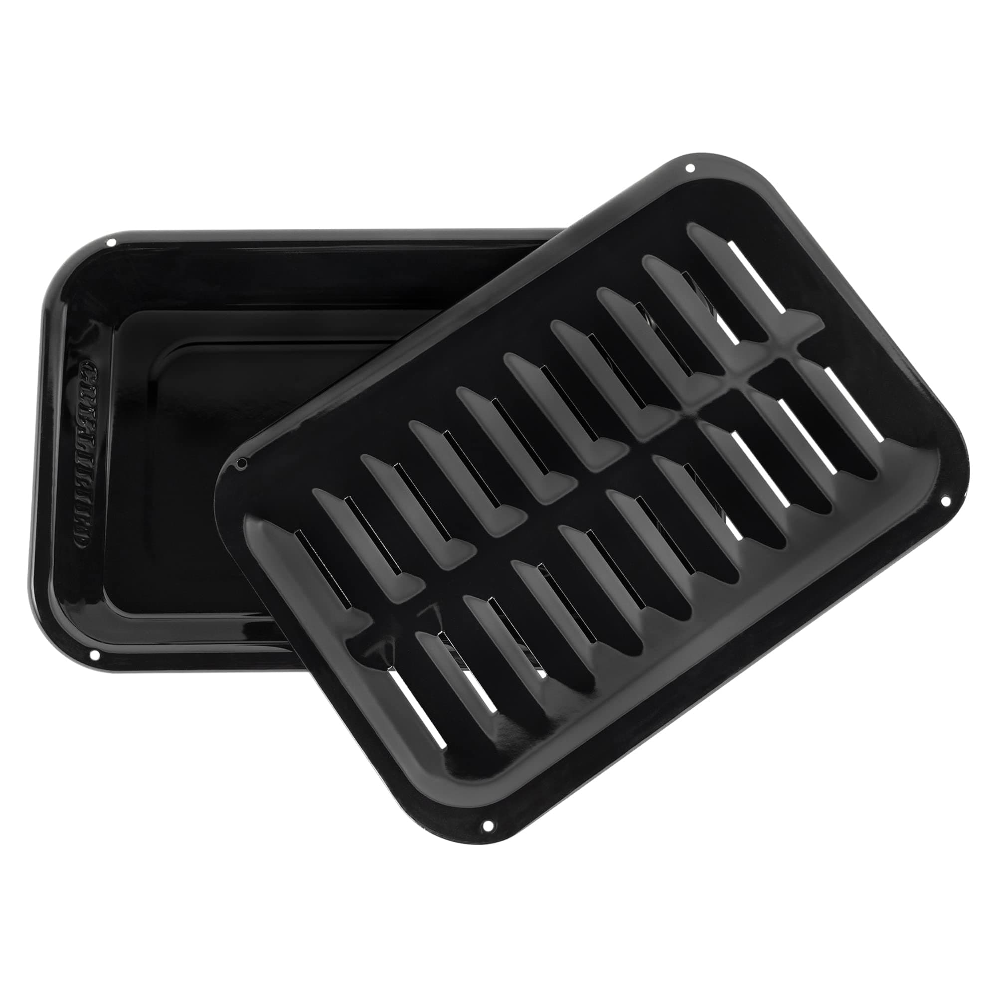 Certified Appliance Accessories Small 2-Piece Broiler Pan & Grill Set Porcelain-on-Steel 13"x8-3/4"x1-3/8" Broiler Pan for Oven, Black Whirlpool 4396923, Maytag, Kitchen-Aid replacement