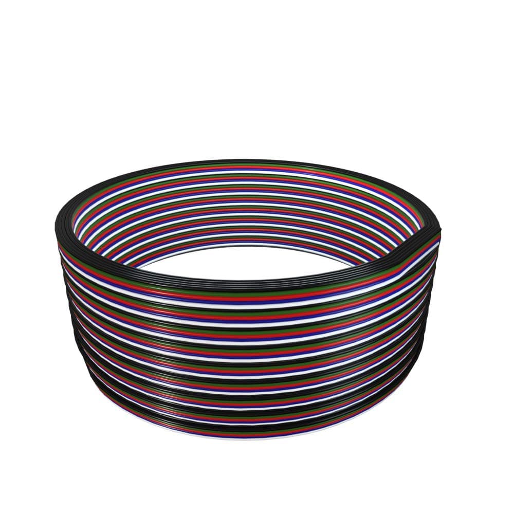 BTF-LIGHTING RGBW Electrical Extension Cable 5Pin 32.8ft/10m 20AWG LED Strip Light Ribbon Wire Connection 5 Core Cord Line for 5050 Color Changing Flexible LED Tape Rope