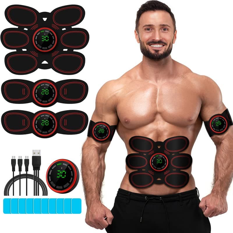 Abs Stimulator Muscle Toner, Ab Machine Trainer USB Rechargeable Gear for Abdomen/Arm/Leg, Fitness Strength Training Workout Equipment Men and Women DR6-E8