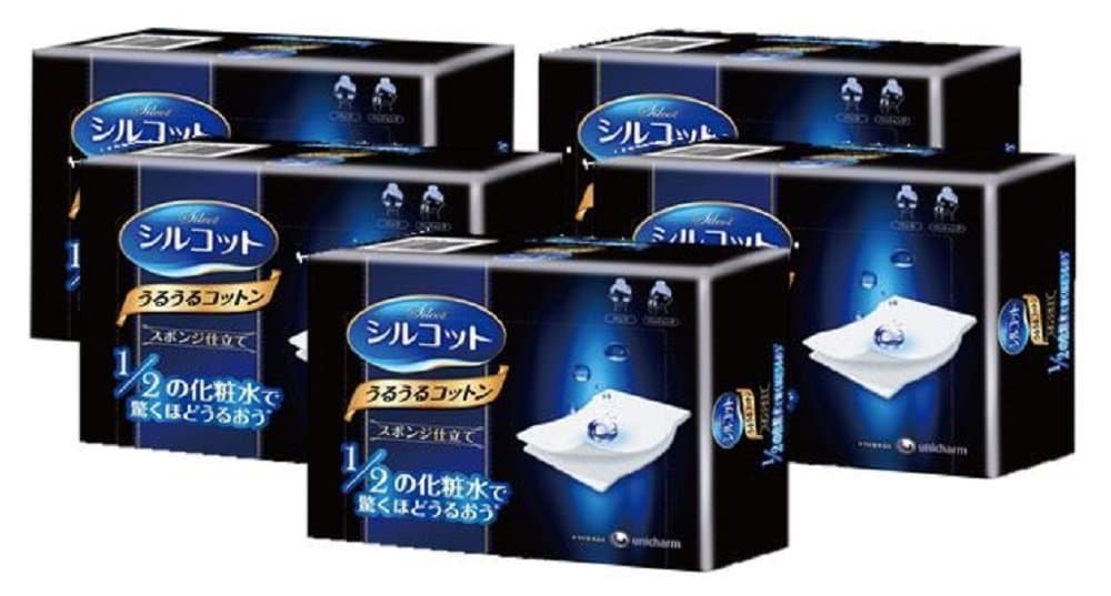 UnicharmSilcot Uruuru Sponge Facial Cotton 40 Sheets 5 Packs