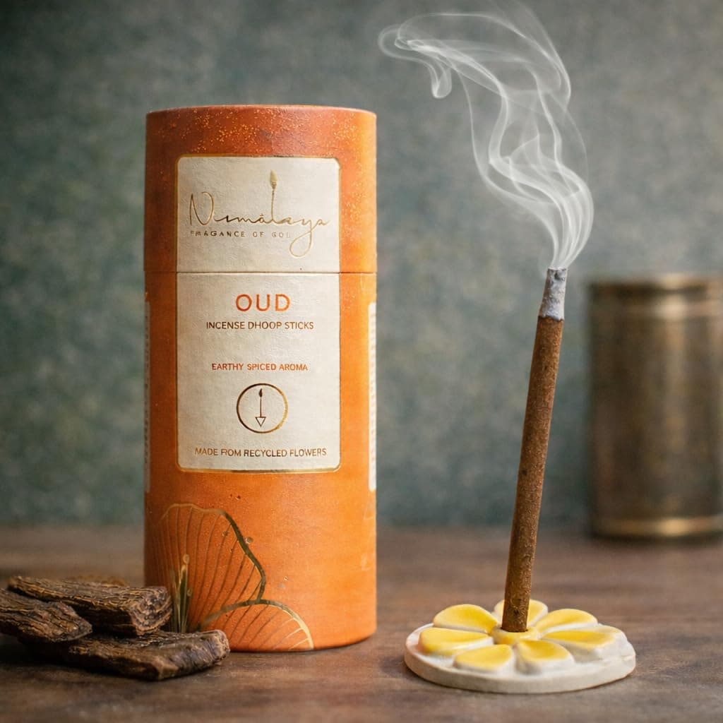 Nirmalaya Premium Luxury Natural Oud Dhoop Sticks | Bamboo Less & Charcoal Free | Pack of 40 Sticks, 180g | Ideal for Home, Office, Yoga, Meditation & Aromatherapy | Long Lasting Fragrance