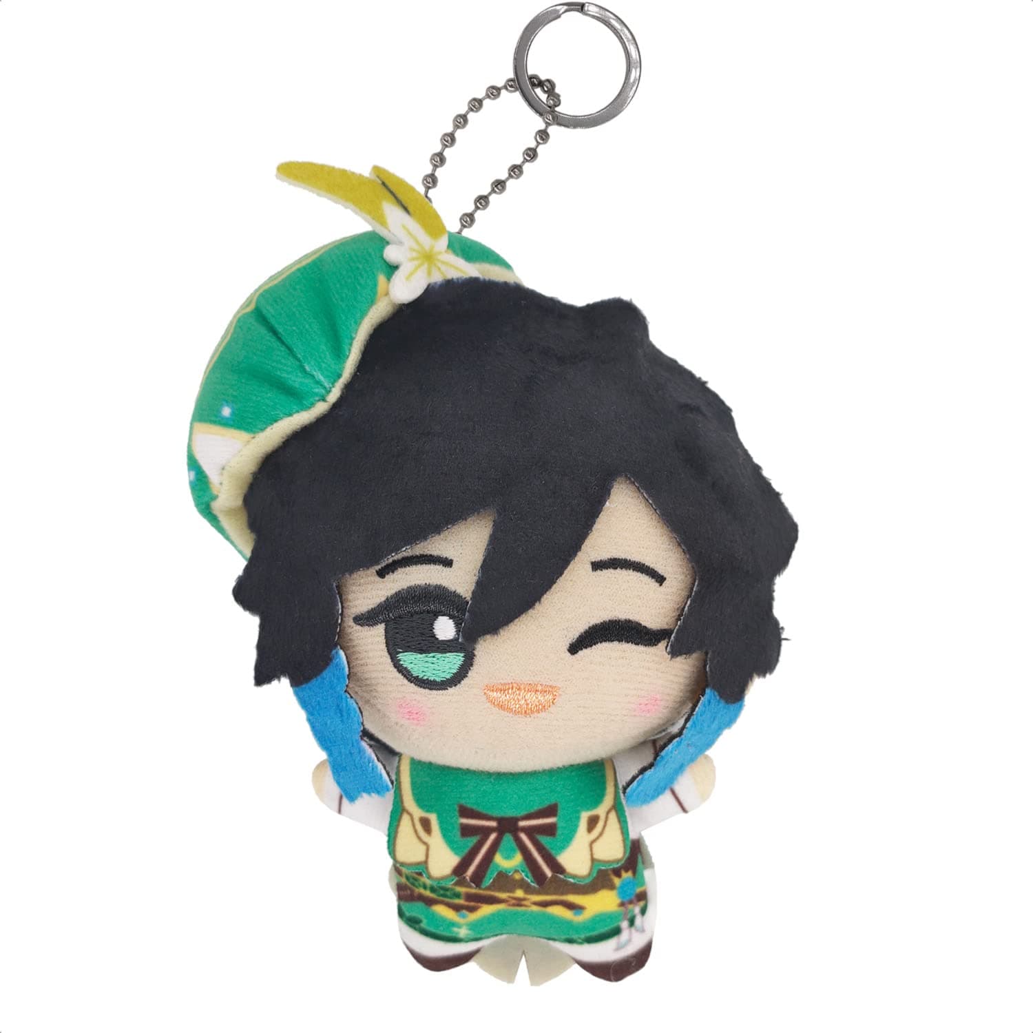 KOOLIYA Small Size Genshin Impact Figure Plush Doll, Keychain Anime Figure Soft Stuffed Gift for Game Fans