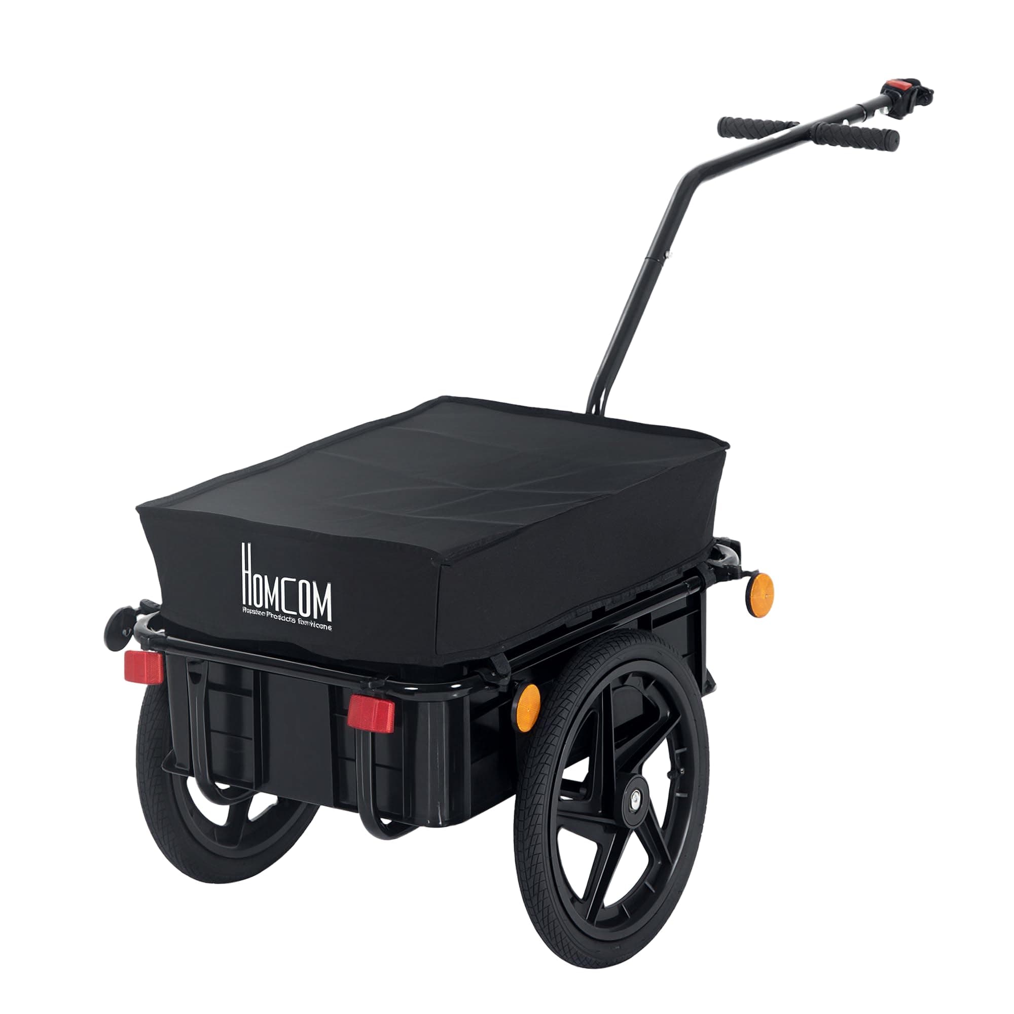 HOMCOM Bicycle Trailer Cargo Jogger Luggage Storage Stroller with Towing Bar - Black