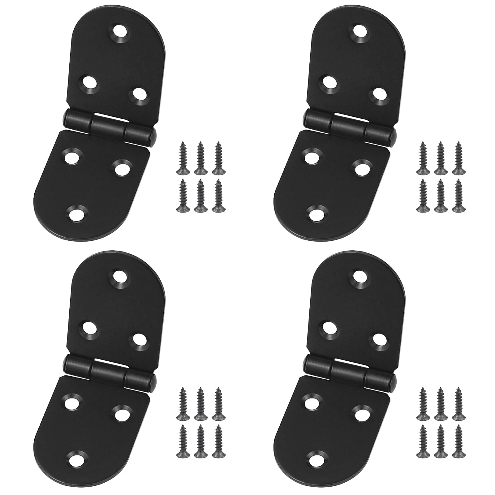 Hinges 4 pcs - Semicircle Hinge for Wood Black Door Hinges with 26 pcs Hinge Screws for Home Furniture Hardware Cabinet Closet Door Drawer Wood Box