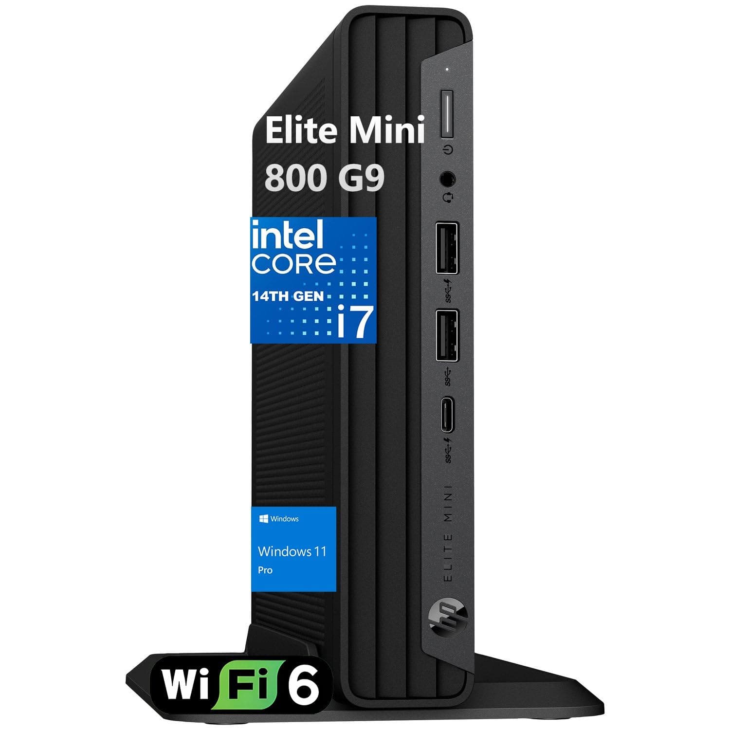 HP Elite Mini 800 MFF PC Desktop Computer, Intel 20-Core i7-14700, 16GB DDR5 RAM, 512GB PCIe SSD, 2 DisplayPort, WiFi 6, Bluetooth, Keyboard Included, no Mouse, Windows 11 Pro, Office 356, Black