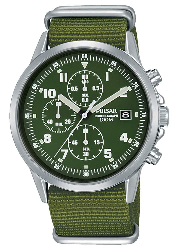 Mens Pulsar Military Style Chronograph Watch PM3127X1 - Formally and Enhanced PJN301X1