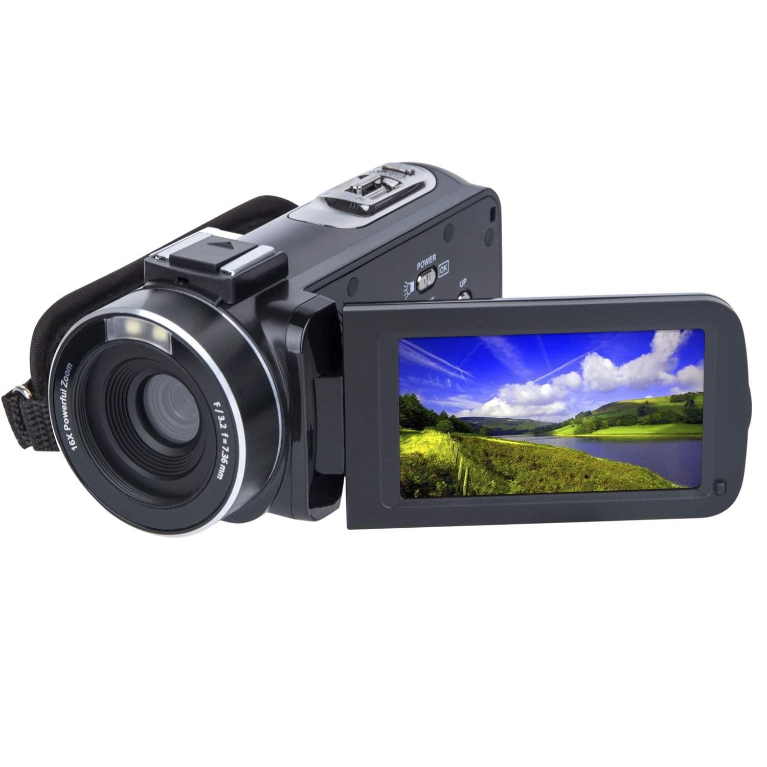 SOSUN Video Camera Camcorder HD 1080P 24.0MP 3.0 Inch LCD 270 Degrees Rotatable Screen 16X Digital Zoom Camera Recorder and 2 Batteries(301S-Plus), 301AM