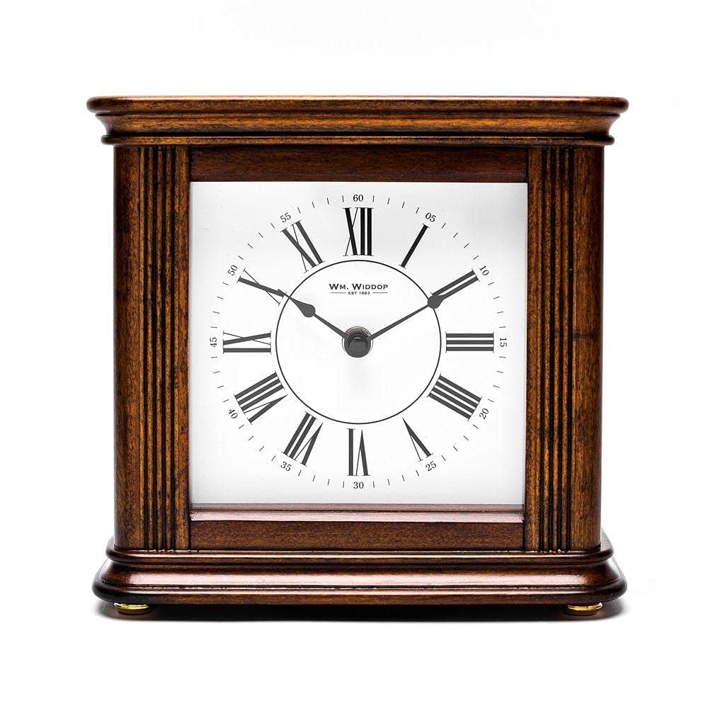 Walnut Finish Wooden Square Chiming Mantel Clock - Westminster Chime
