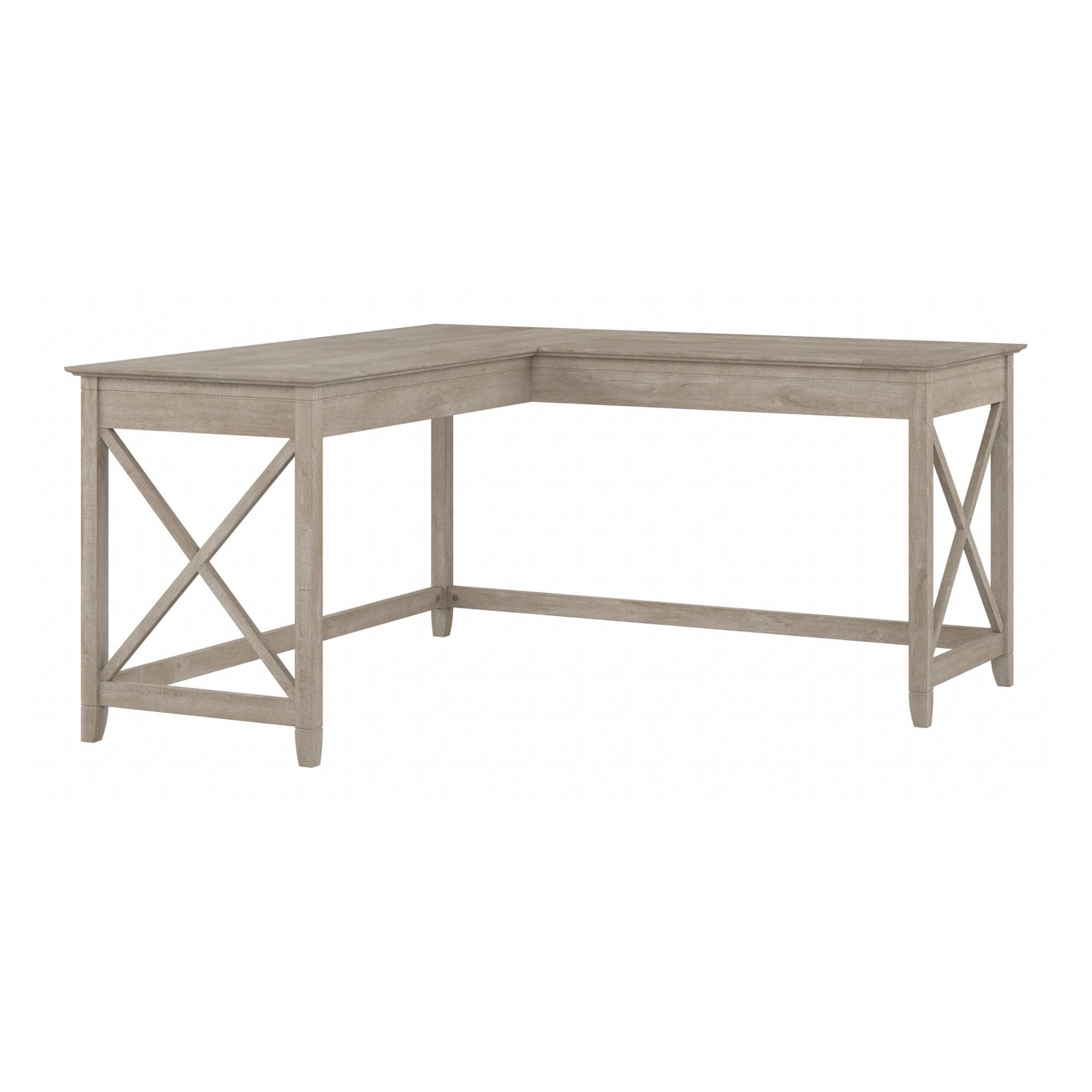 Bush Furniture Key West Modern Farmhouse L-Shaped L Home Office | Corner Desk, 60W, Washed Gray