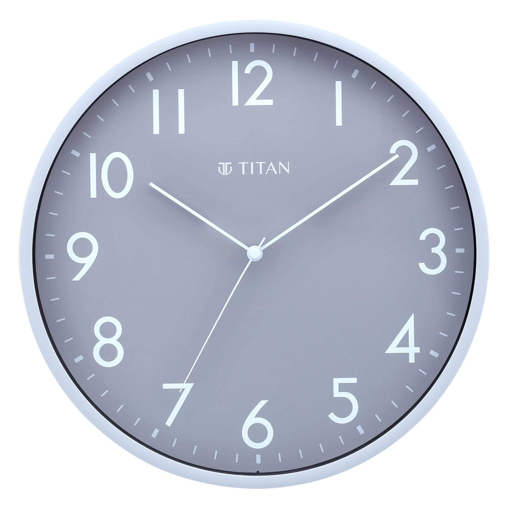 Titan Silent Sweep Battery Powered Grey Round Dial Unisex Analog Display Wall Clock | Contemporary Sleek Wall Clock with Silent Sweep Technology - 29.5 cm x 29.5 cm (Medium) - NTW0043PA01A