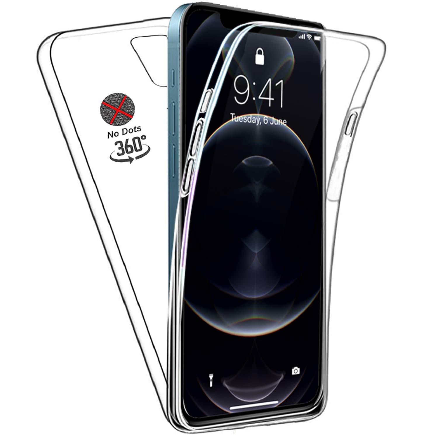 DN-Technology For iPhone 12/12 Pro Case Front And Back 360° Protection Silicone Bumper 2 in1 Phone Cover - Crystal Clear Transparent (iPhone 12 Pro/12 6.1 inch)