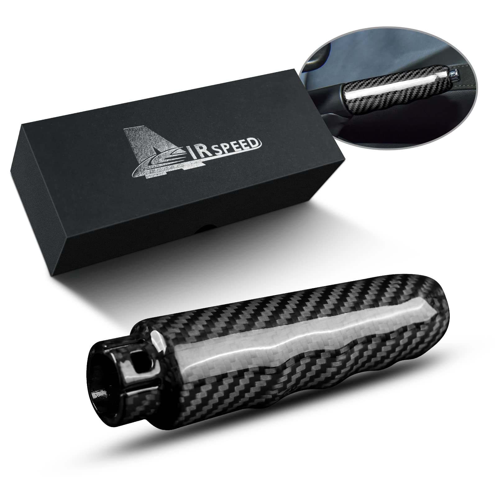 AIRSPEED Car Handbrake Cover Grip Handle Lever Trim for Mini Cooper F55 Hardtop F57 F56 Hatchback Accessories, Carbon Fiber