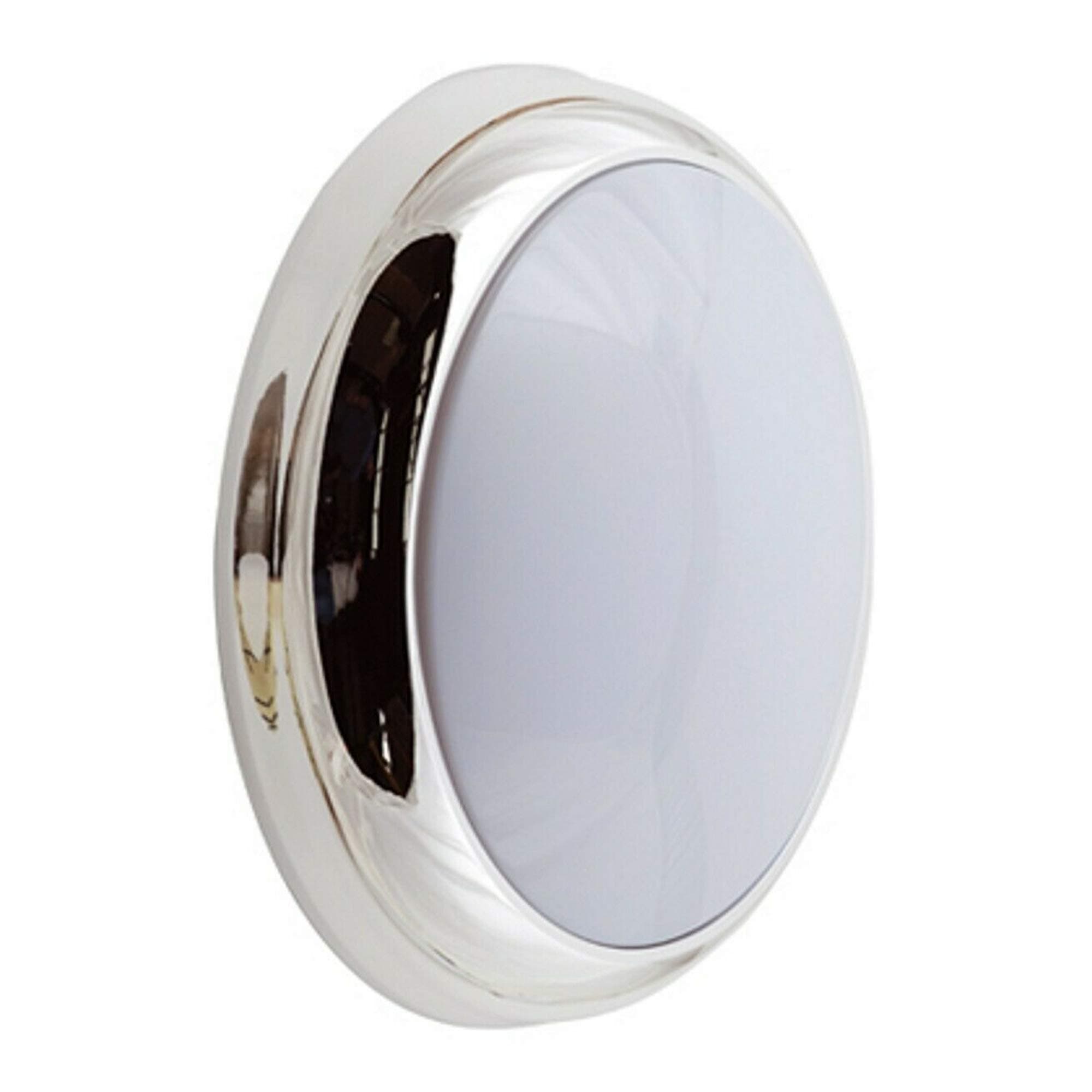 LED Ceiling & Wall Light 2D Bulkhead 12 Watt IP65 3000/4000 / 6400K CCT Switchable Chrome Round Sensor Weatherproof LEDBRITE