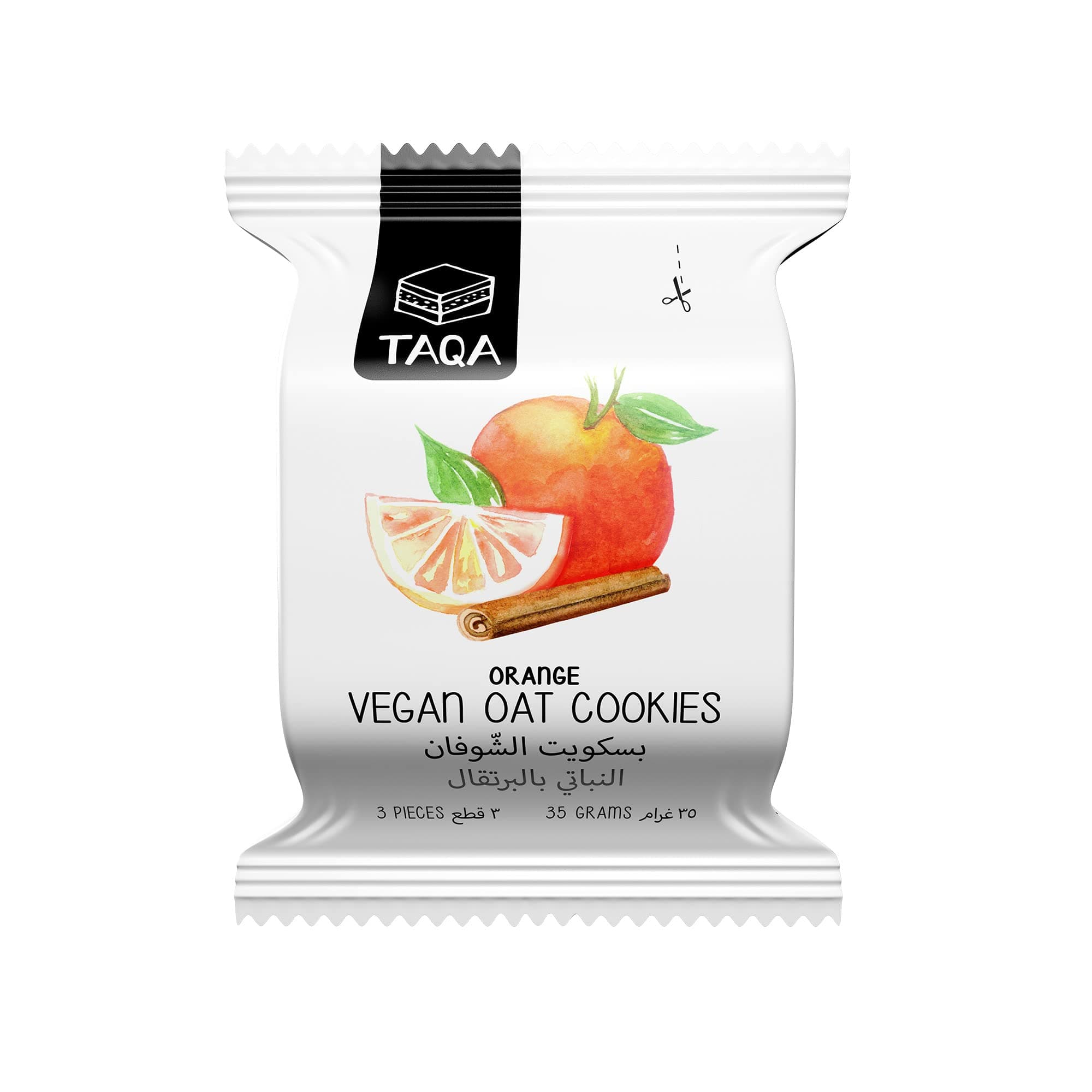 Taqa Orange Vegan Oat Cookies, 35G