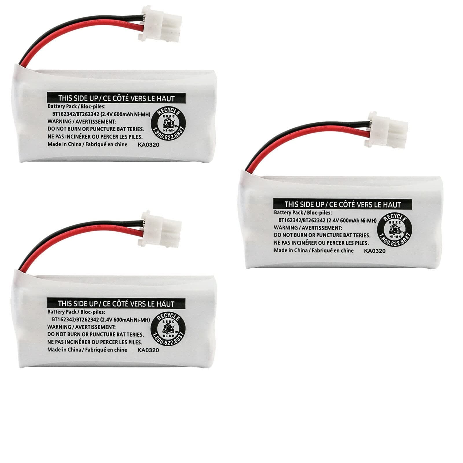 Kastar 3-Pack Battery Replacement for Vtech BT162342 BT262342 BT266342 BT183342 BT283342 2SN-AAA40H-S-X2 Battery and V-tech SN6107 SN1196 SN1197 SN6196 SN6196-2 SN6197 SN6197-2 Handset Phone
