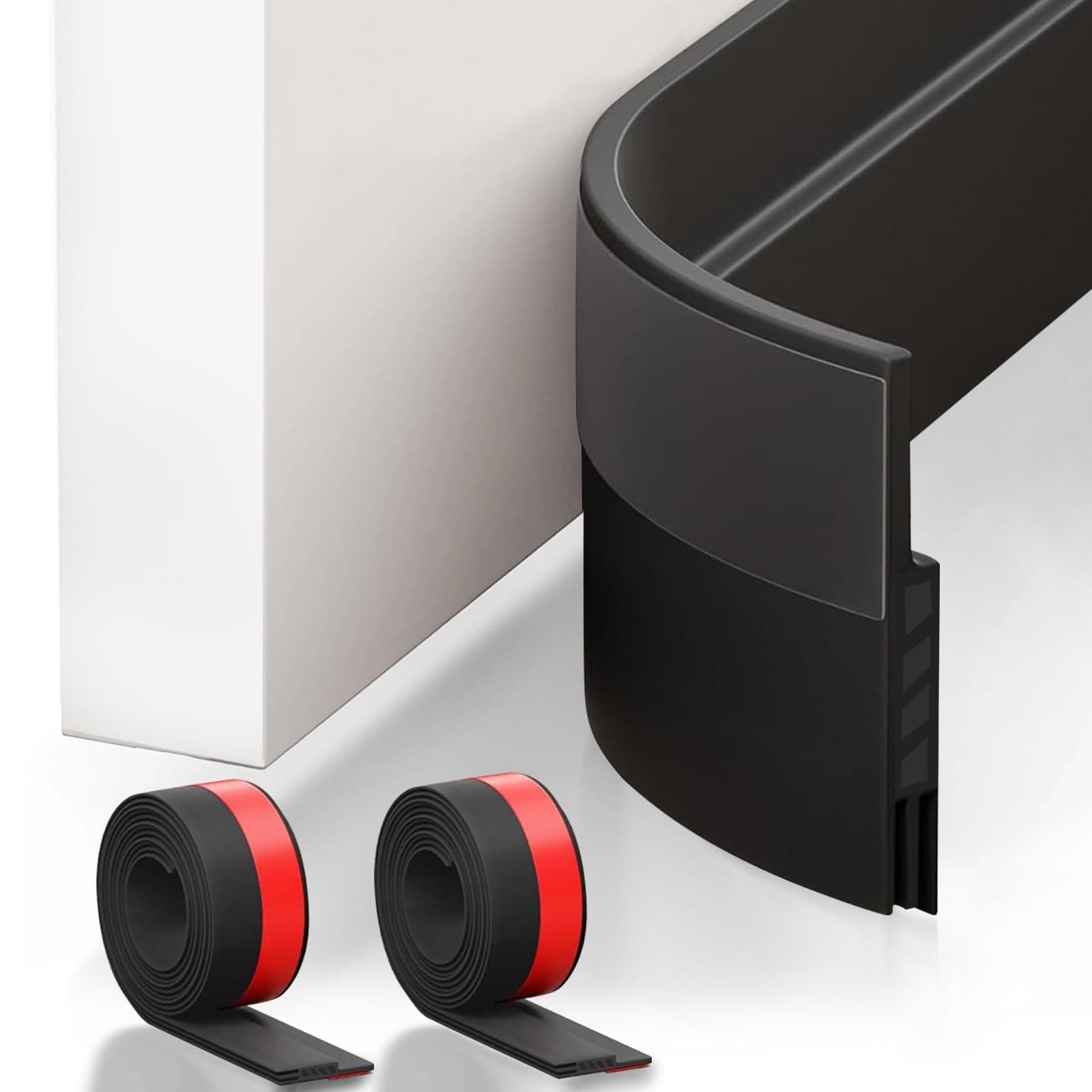 Suptikes 2 Pack Door Draft Stopper,Door Sweep for Exterior & Interior Doors,Door Bottom Seal Dust and Noise Insulation Weather Stripping Draft Guard Insulator, 1.8" W x 37" L,Black