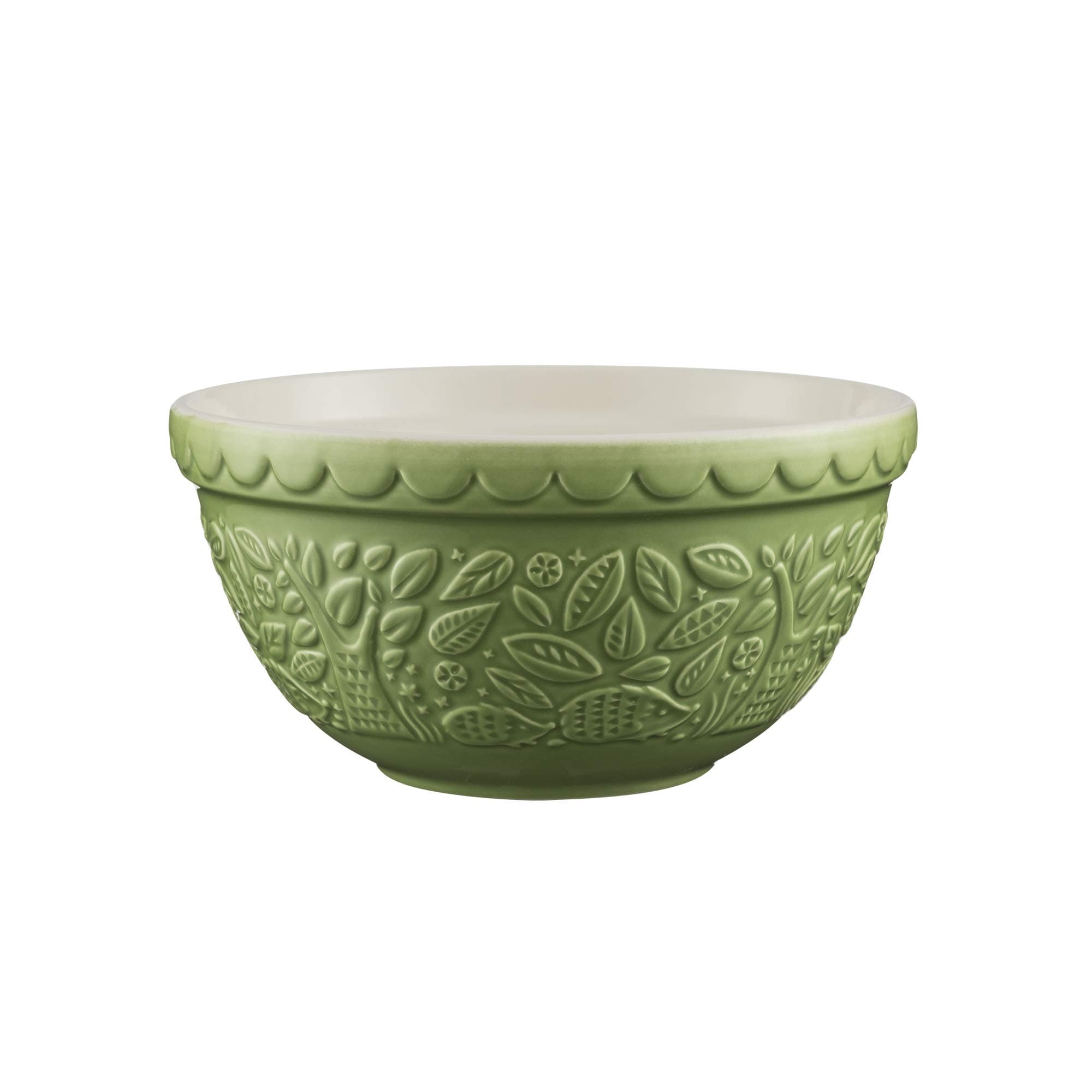 in The Forest Hedgehog Mixing Bowl 1.1 Litre | 21cm Green S30 Stoneware Bowl for Baking, Pudding & Cookie Dough, Embossed Woodland Design