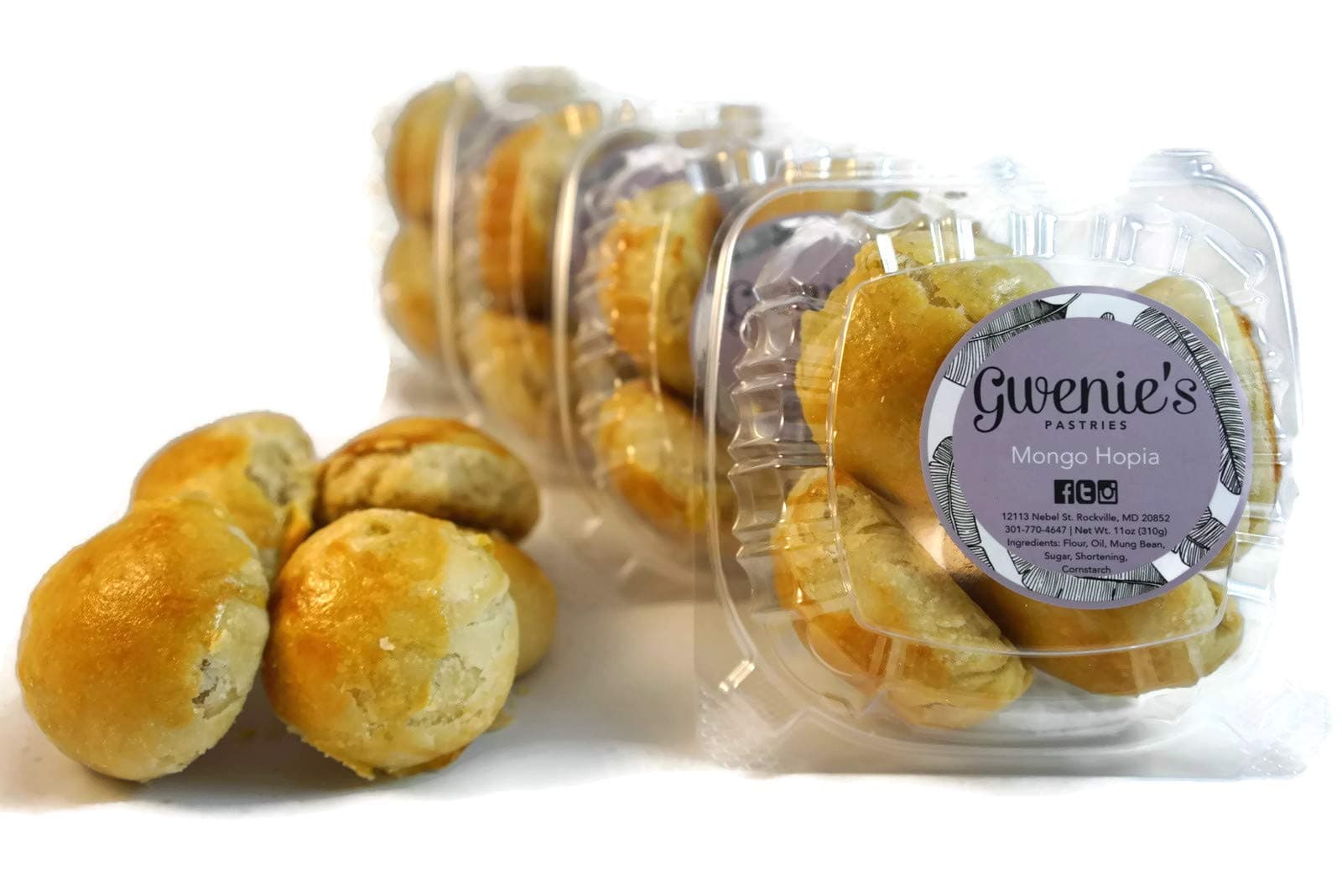 Gwenie's Pastries, Mongo Hopia (4 Pack/5 pieces per pack) Consume within 5 days or refrigerate