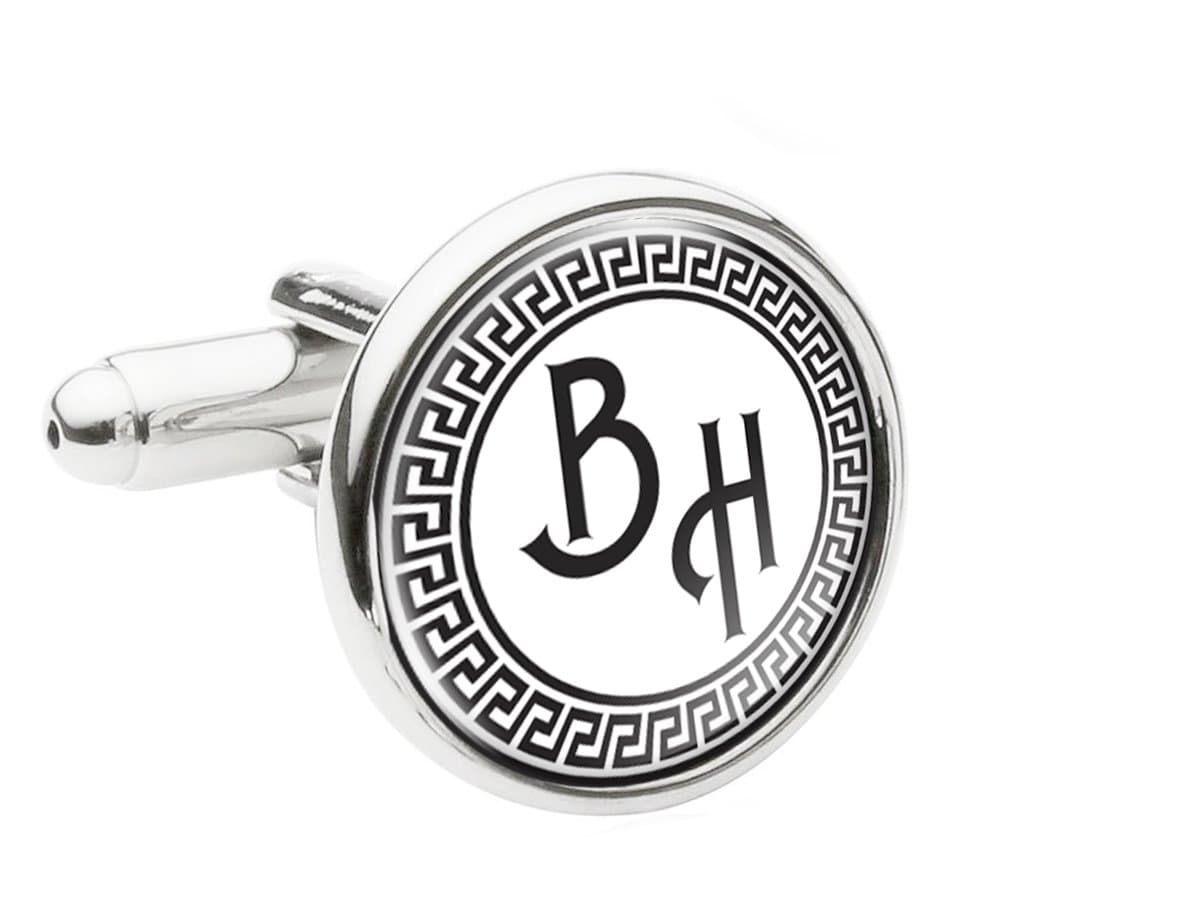 Personalised Monogram Initial Greek Style Round Cufflinks