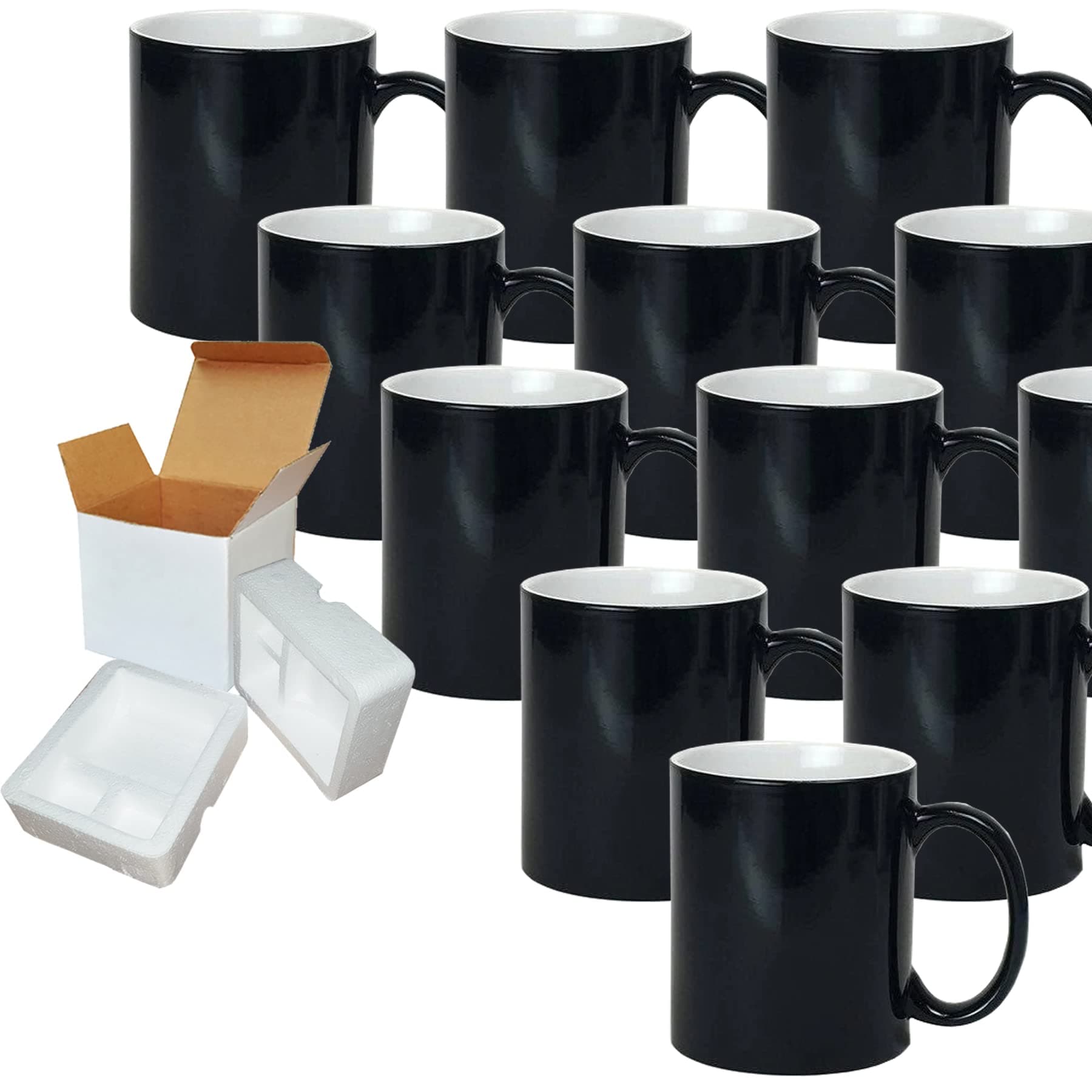 TWISTED ENVY 12 PCS 11oz Color Changing Sublimation Mugs with Gift Boxes β Cardboard Packaging with Foam Support, Perfect for Sublimation Printing